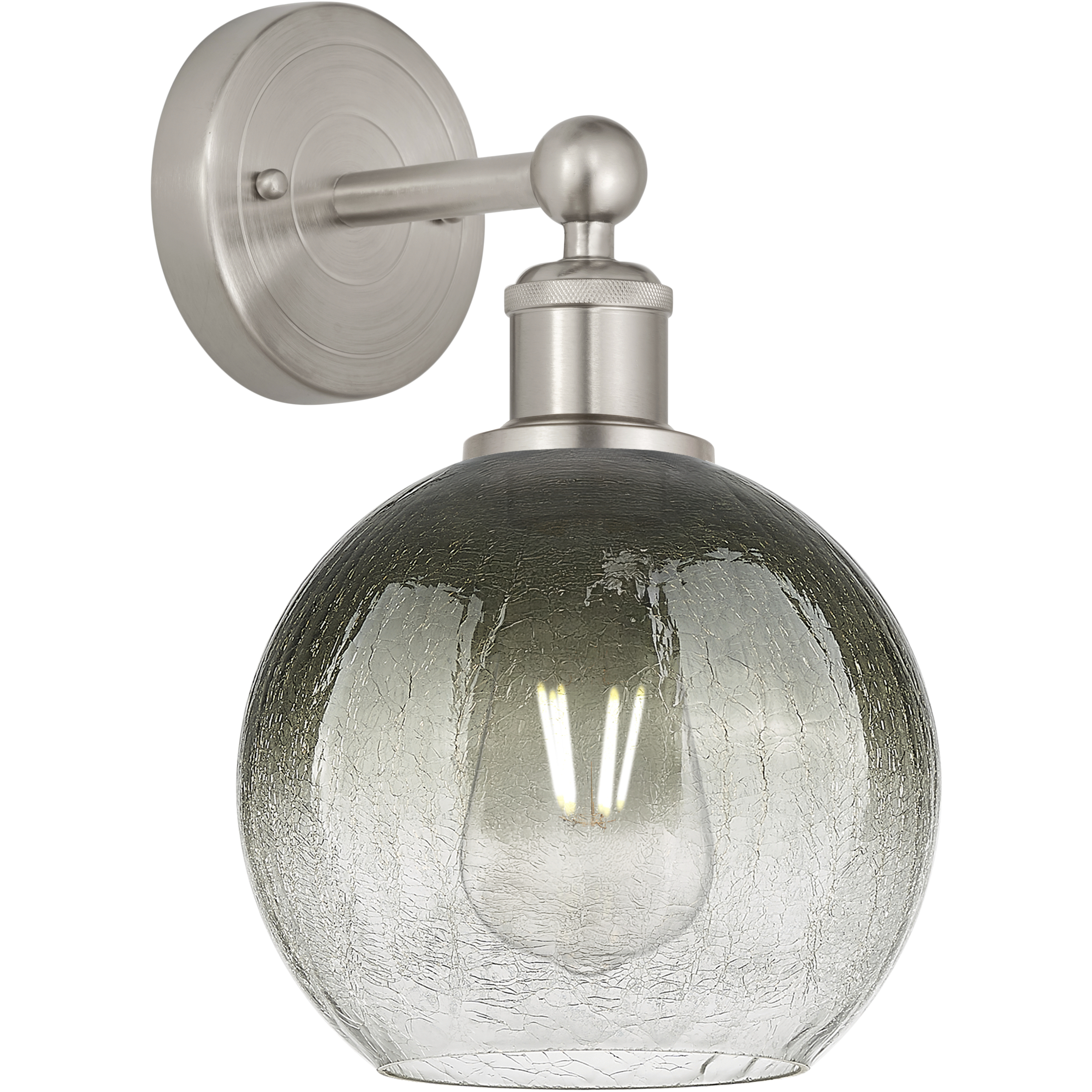 Edison Brookhaven Globe Armed Sconce Wall Light in Brushed Satin Nickel, Slate Glass