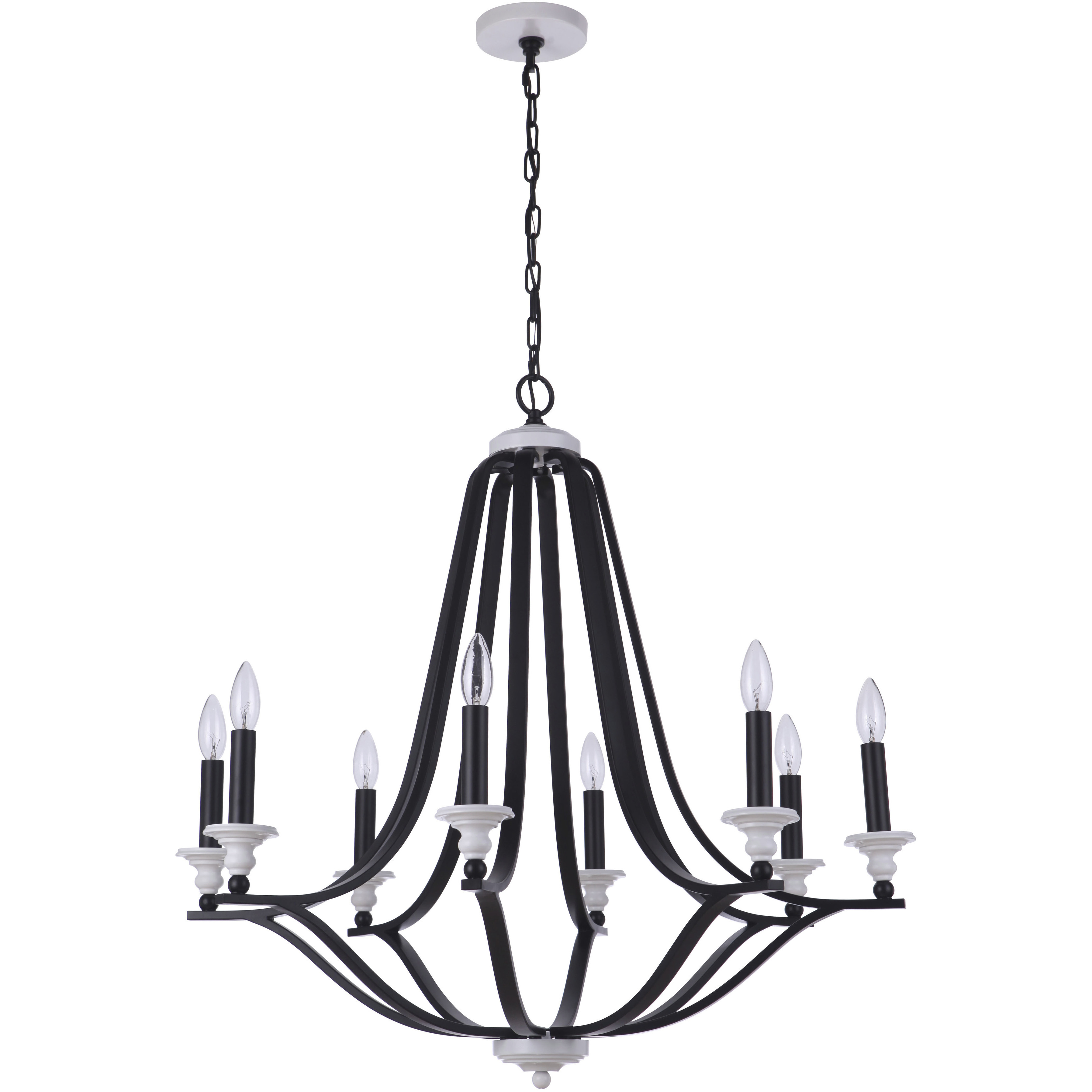 Esme 8 Light 31.75 inch Flat Black/Matte White Chandelier Ceiling Light