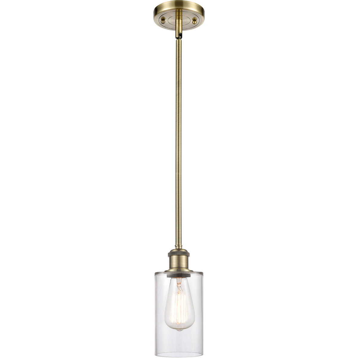 Ballston Clymer LED 3.88 inch Antique Brass Pendant Ceiling Light in Clear Glass, Ballston
