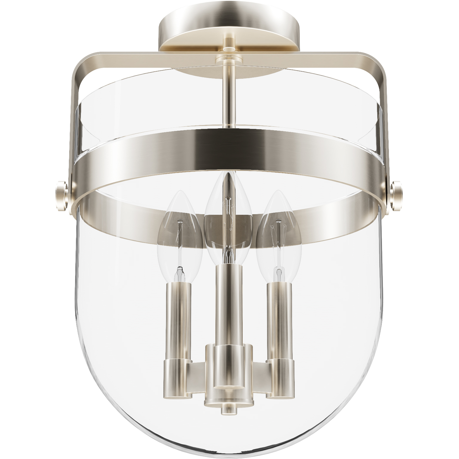 Karloff 3 Light 11.75 inch Brushed Nickel Semi-Flush Mount Ceiling Light