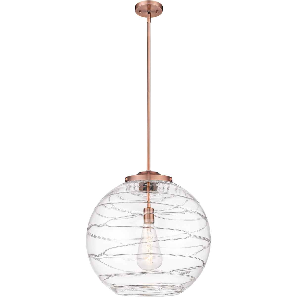 Ballston Deco Swirl 1 Light 18 inch Antique Copper Pendant Ceiling Light