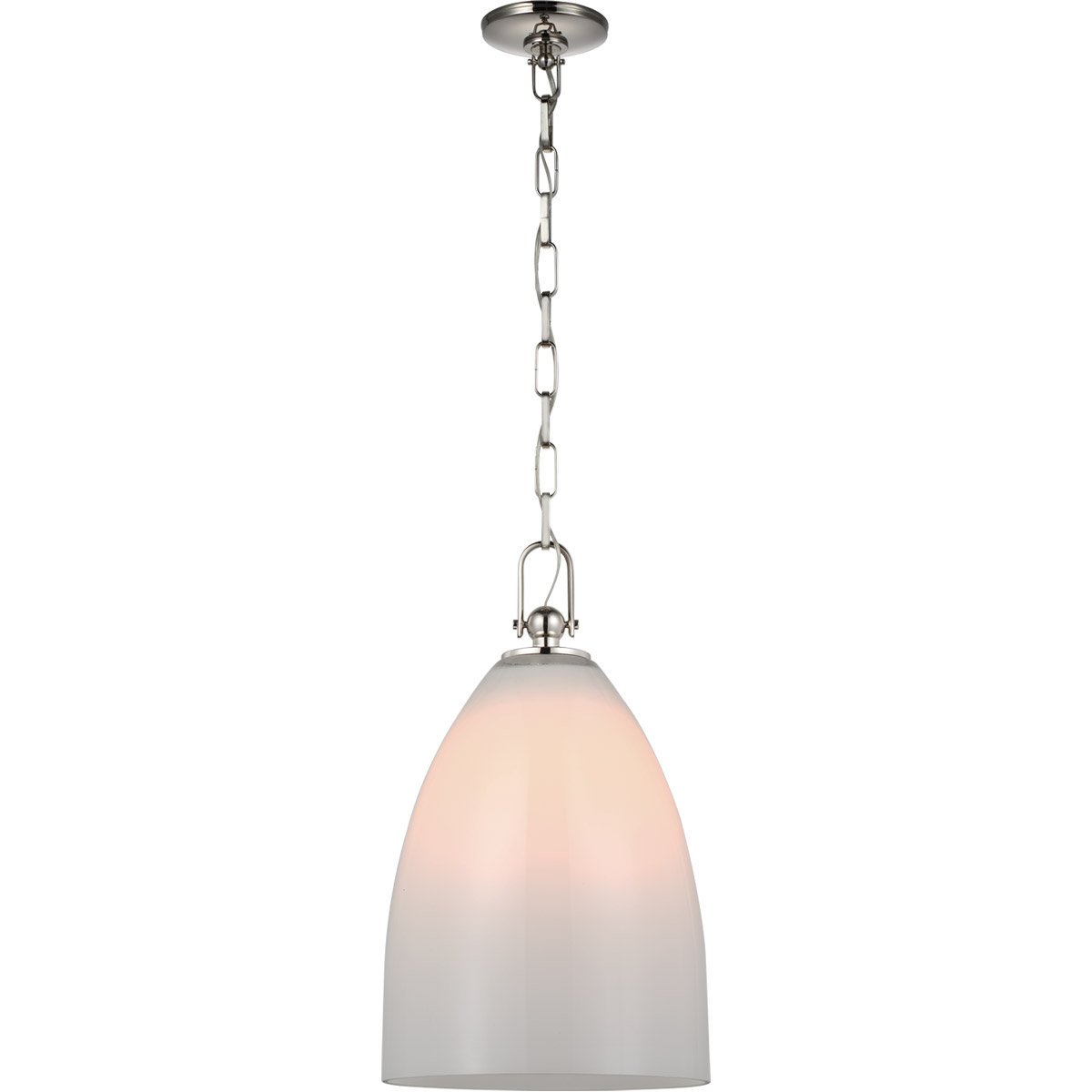 Chapman & Myers Andros LED 12 inch Polished Nickel Pendant Ceiling Light in White Glass, Large
