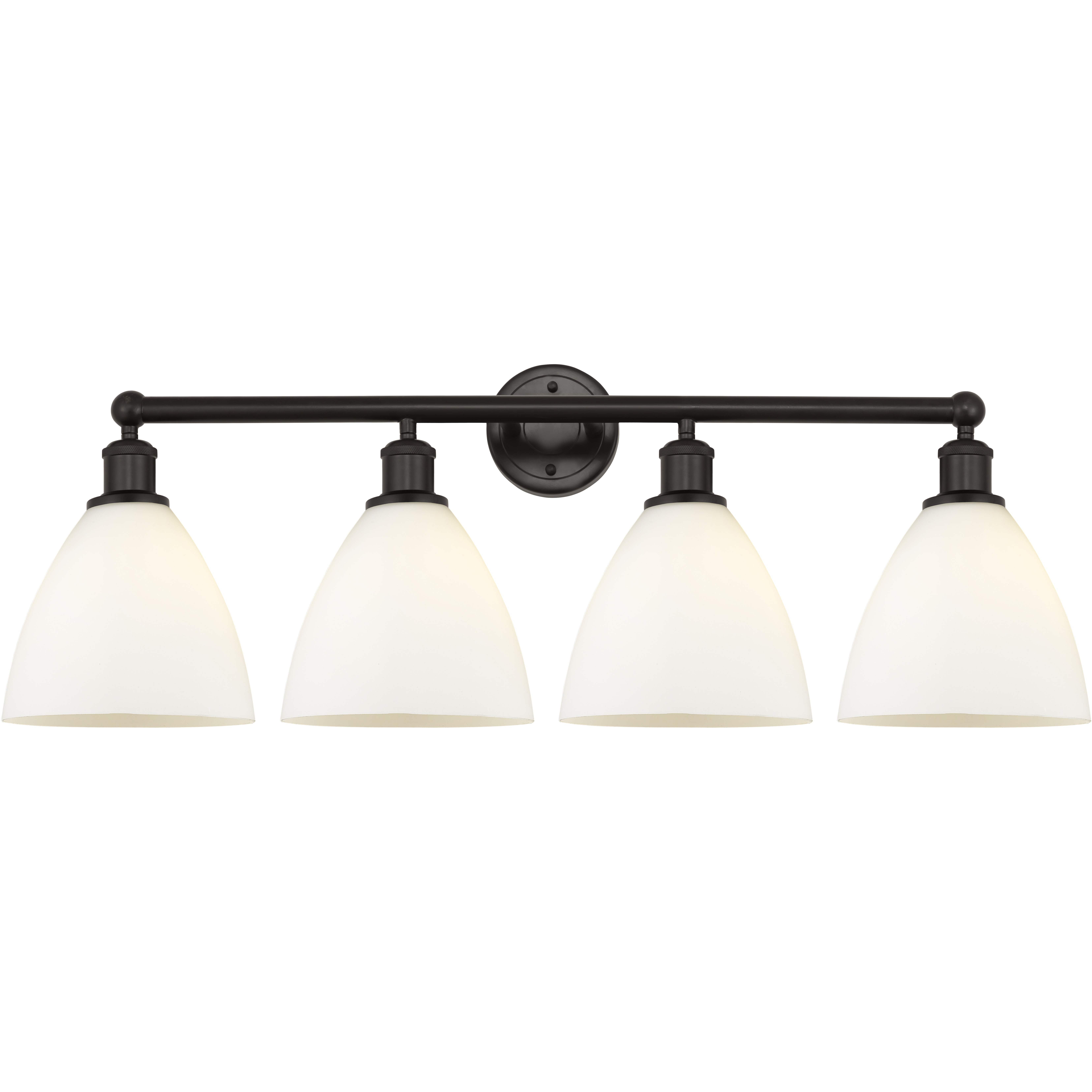 Edison Bristol Glass 4 Light 35 inch Oil Rubbed Bronze Bath Vanity Light Wall Light in Matte White Glass