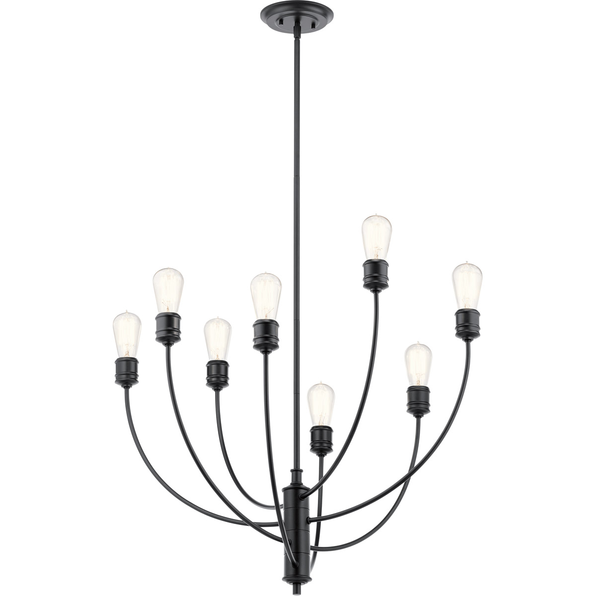 Hatton 8 Light 30.25 inch Black Chandelier 1 Tier Large Ceiling Light, 1 Tier Large