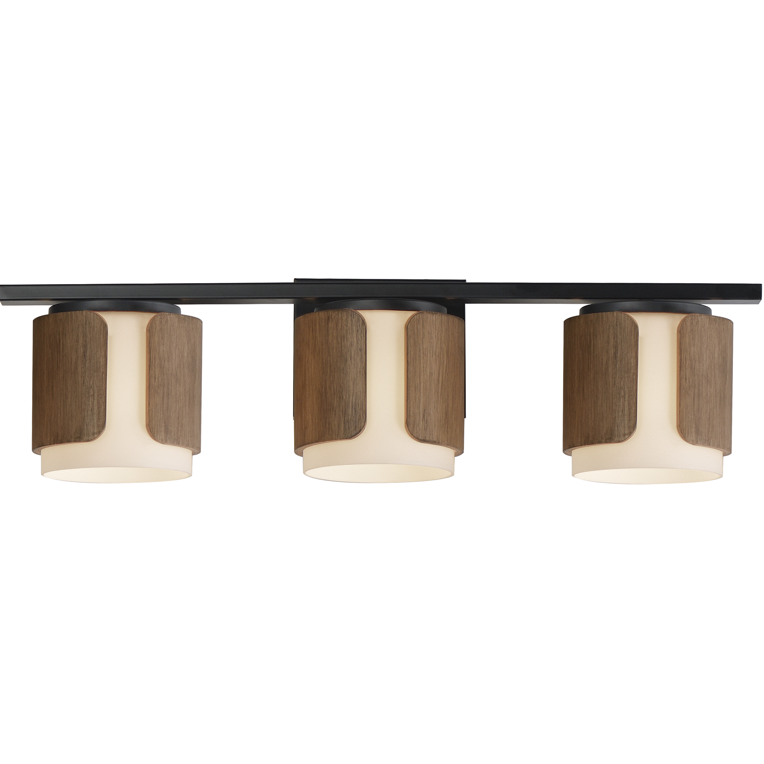 Draughtsman 3 Light 27 inch Walnut and Black Bath Vanity Wall Light in Satin White