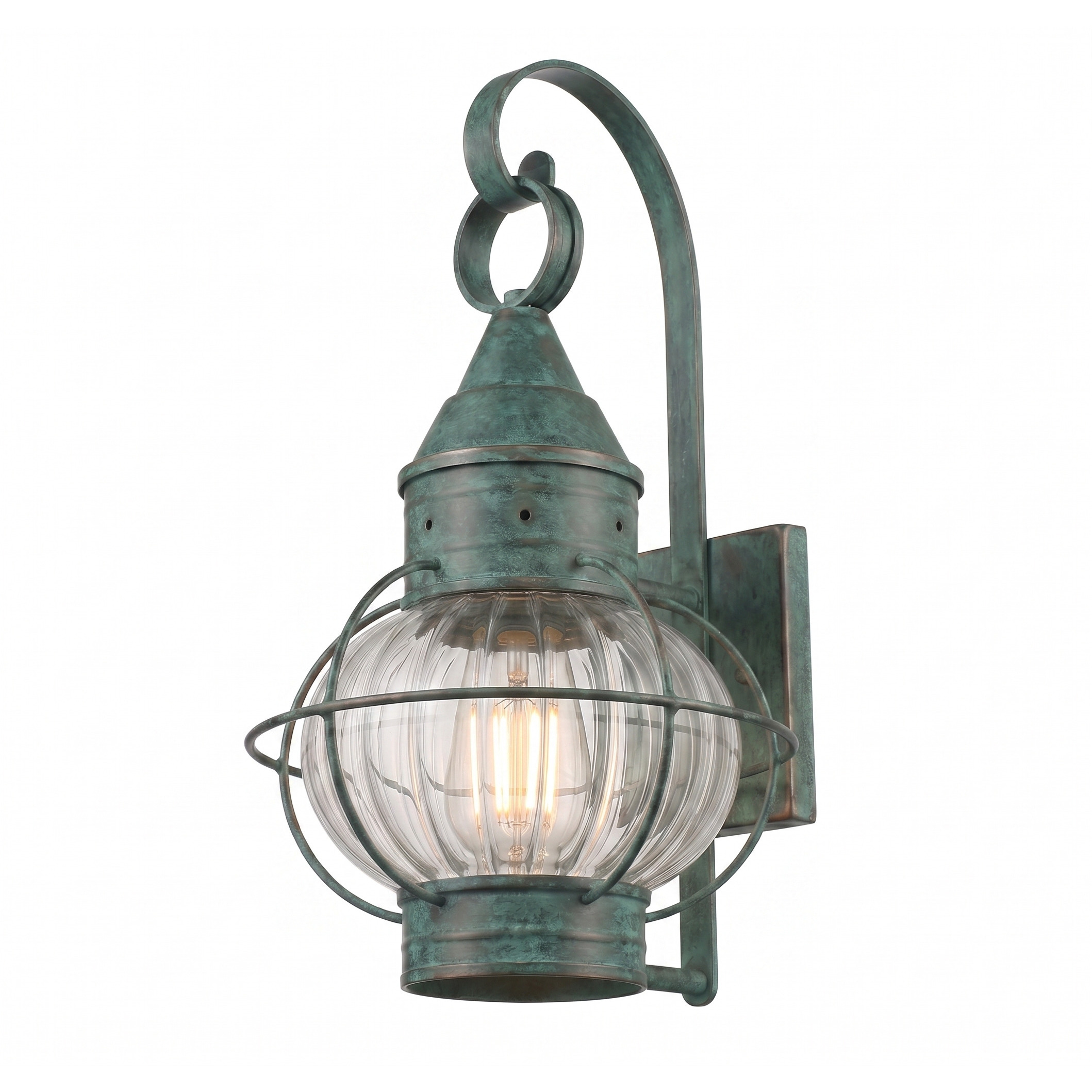 Ellington 1 Light 16.5 inch Verde Green Outdoor Sconce in Optic Glass, Brass Traditions by Innovations Lighting