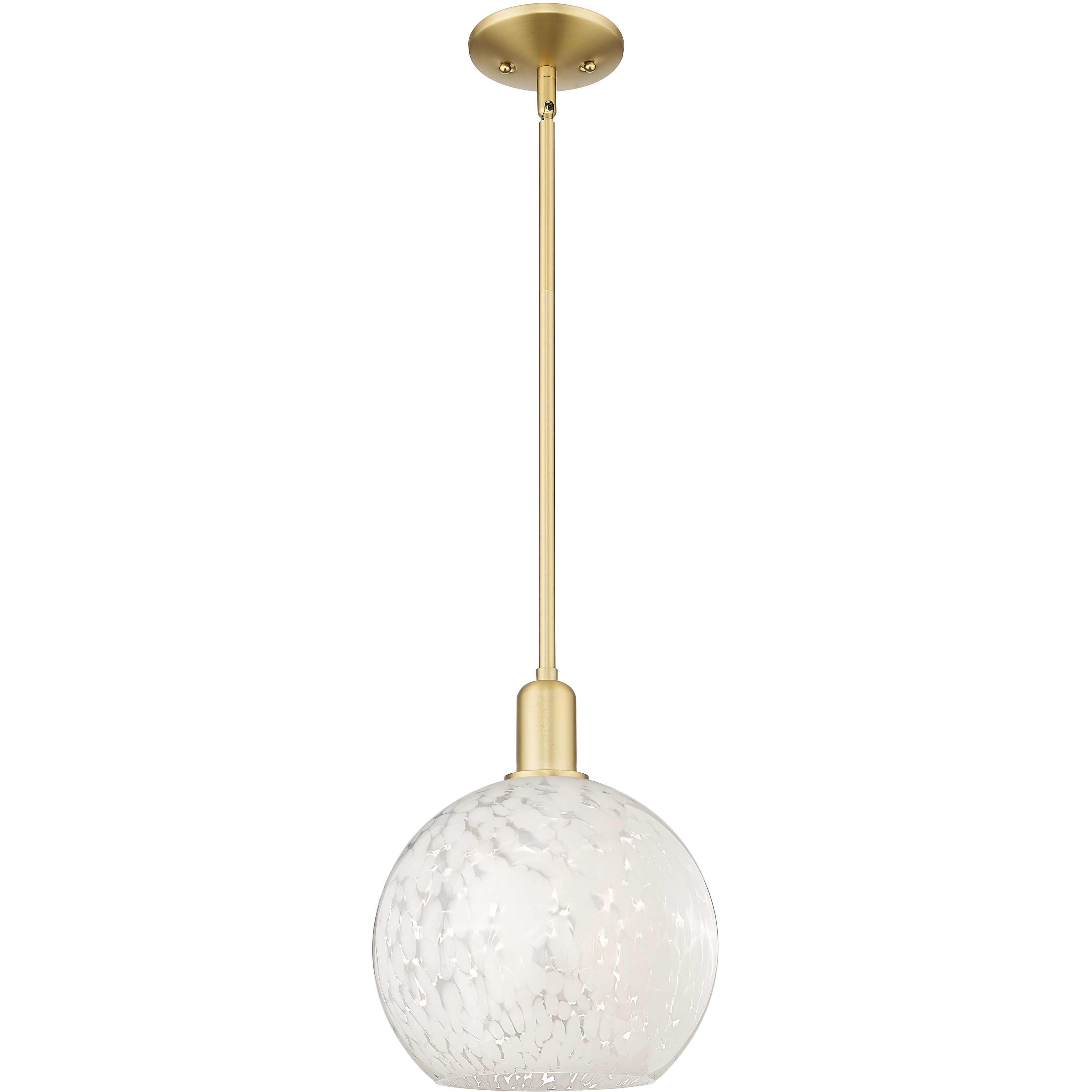 Arcadia White Mouchette 1 Light 10 inch Satin Gold Mini Pendant Ceiling Light
