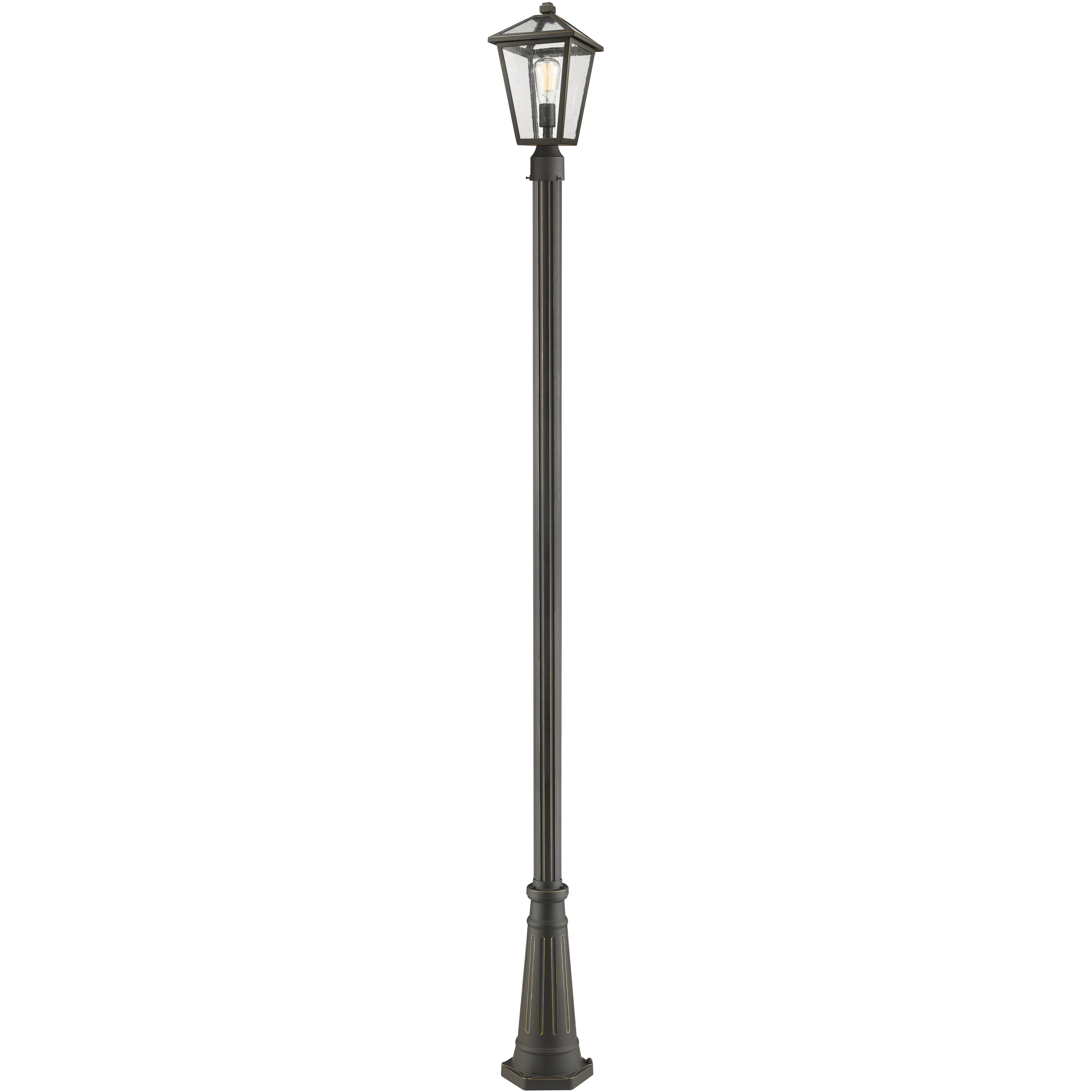 Talbot 1 Light 110.25 inch Oil Rubbed Bronze Outdoor Post Mounted Fixture in Seedy Glass