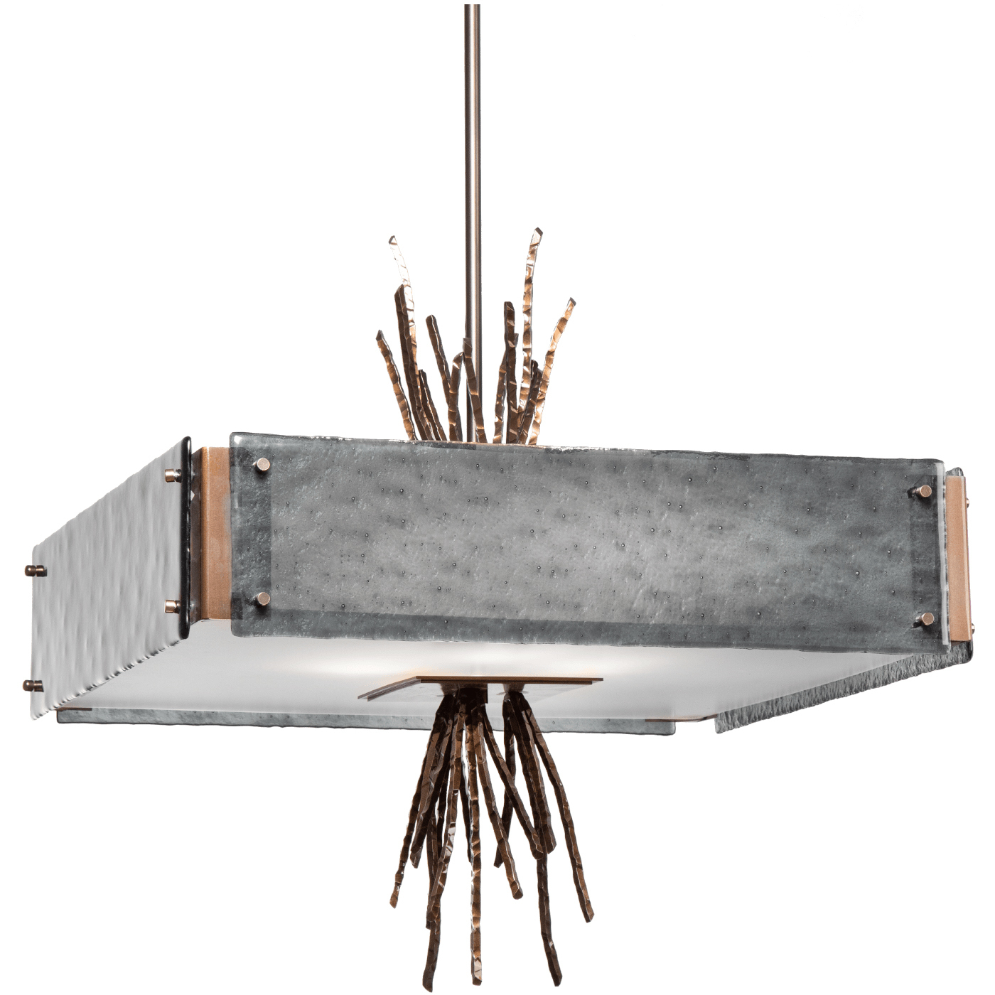 Ironwood 4 Light 24 inch Beige Silver Chandelier Ceiling Light in Metallic Beige Silver, Smoke Granite, Square