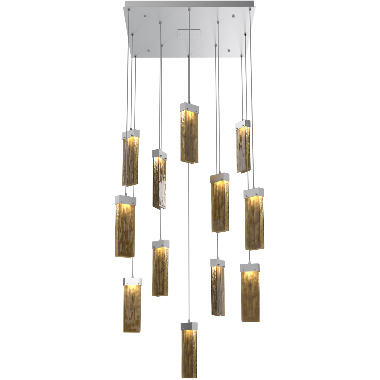 Parallel LED Classic Silver Chandelier Ceiling Light, Square Multi-Port