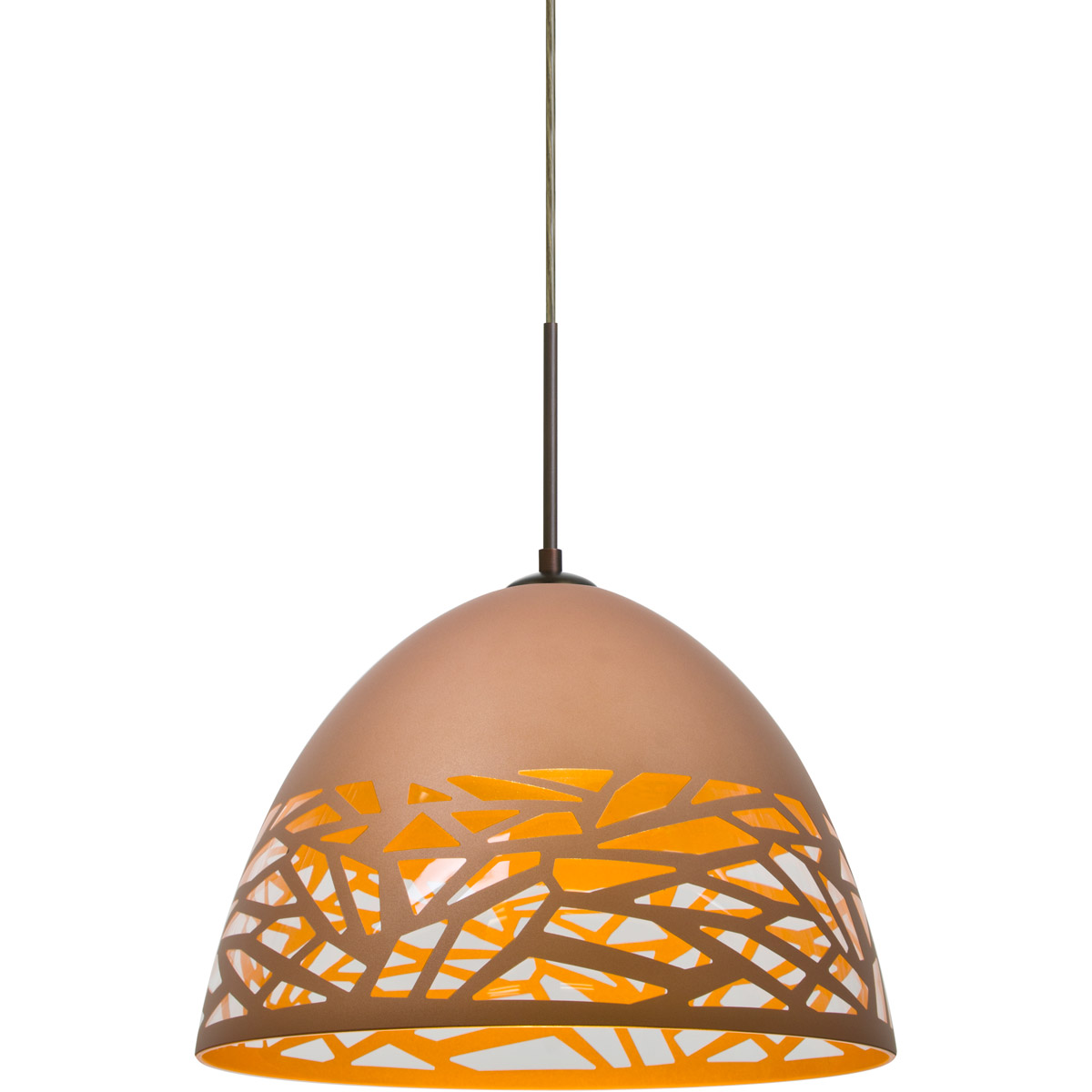 Kiev LED Bronze Cord Pendant Ceiling Light in Copper Glass