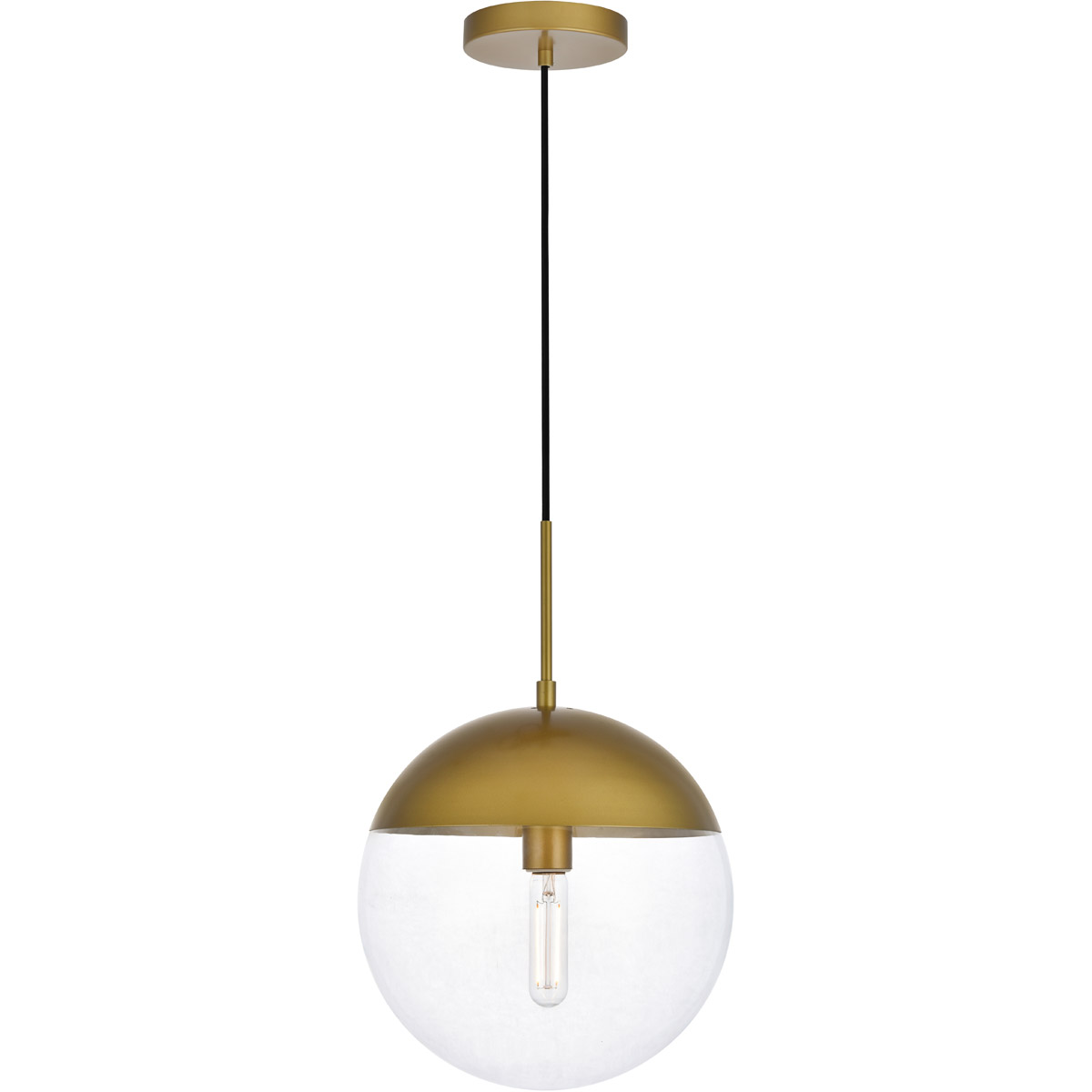 Eclipse 1 Light 12 inch Brass Pendant Ceiling Light