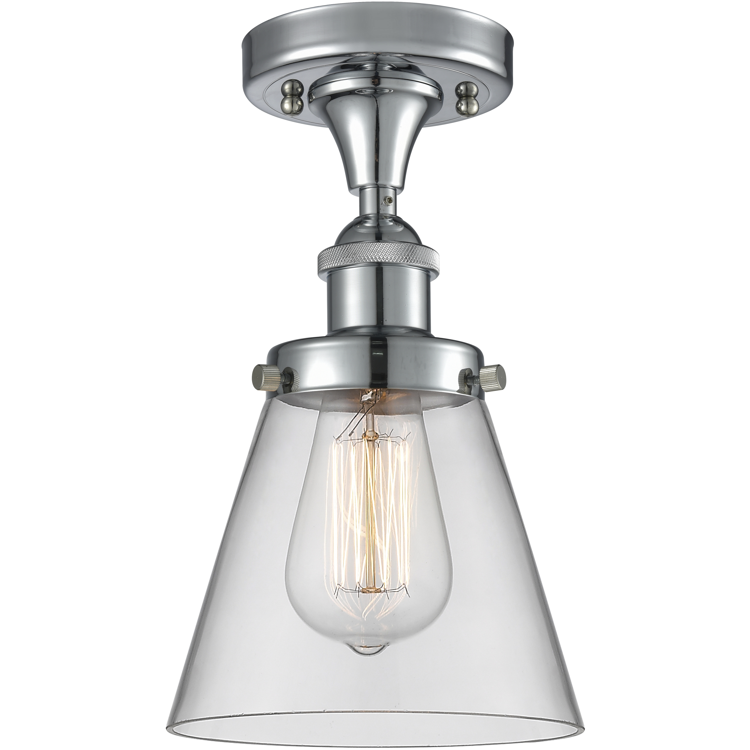 Cone 1 Light 6.5 inch Polished Chrome Semi-Flush Mount Ceiling Light