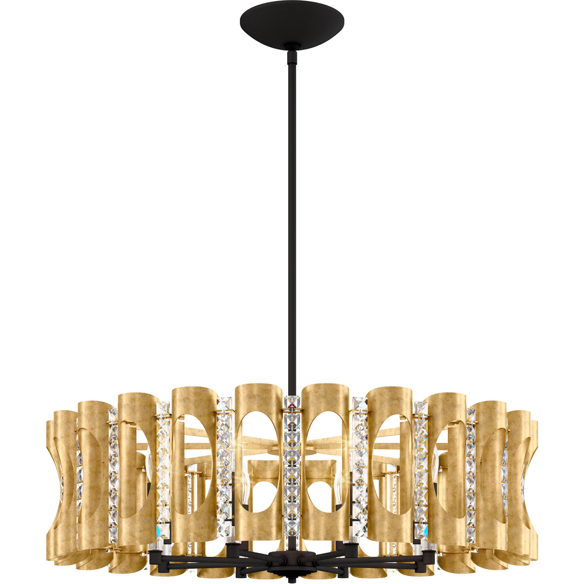 Twilight 8 Light Heirloom Gold Pendant Ceiling Light, Adjustable Height
