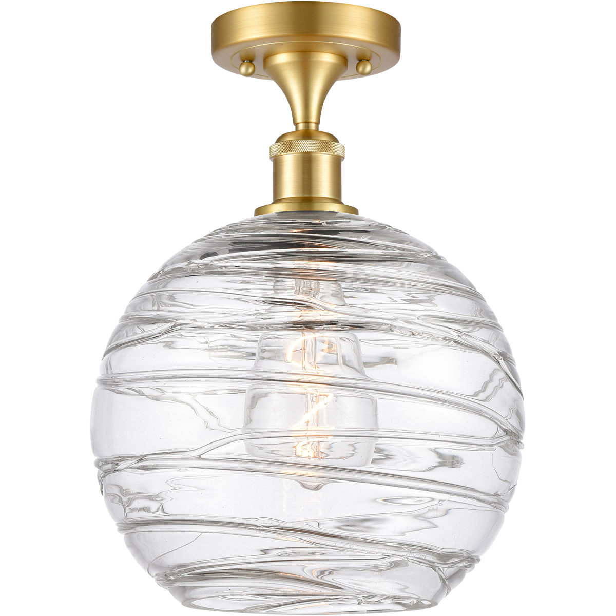Ballston Large Deco Swirl LED 10 inch Satin Gold Semi-Flush Mount Ceiling Light, Ballston