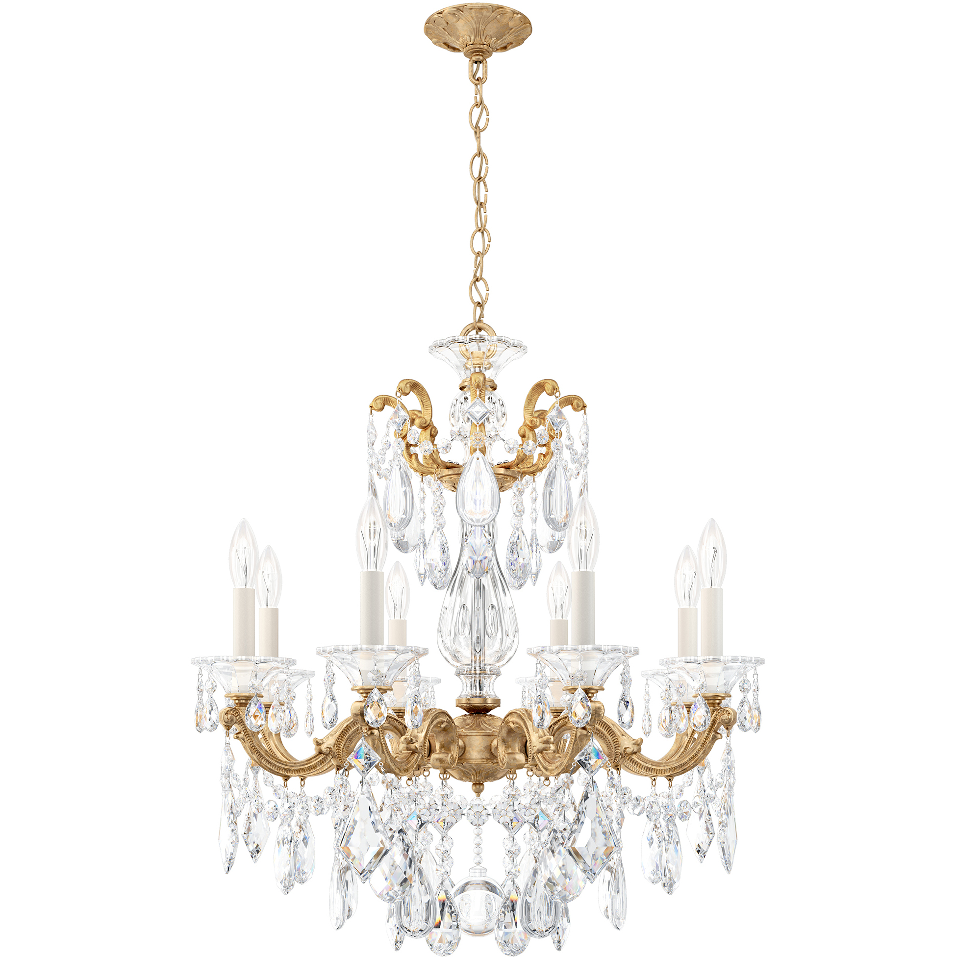 La Scala 8 Light 120V Chandelier in Etruscan Gold with Clear Crystals from Swarovski main image 1