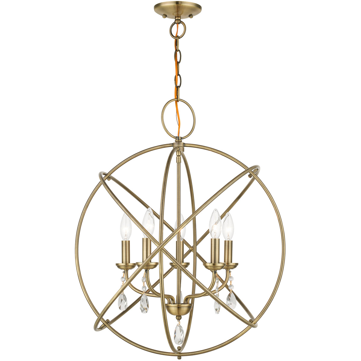 Aria 5 Light 23.5 inch Antique Brass Chandelier Ceiling Light