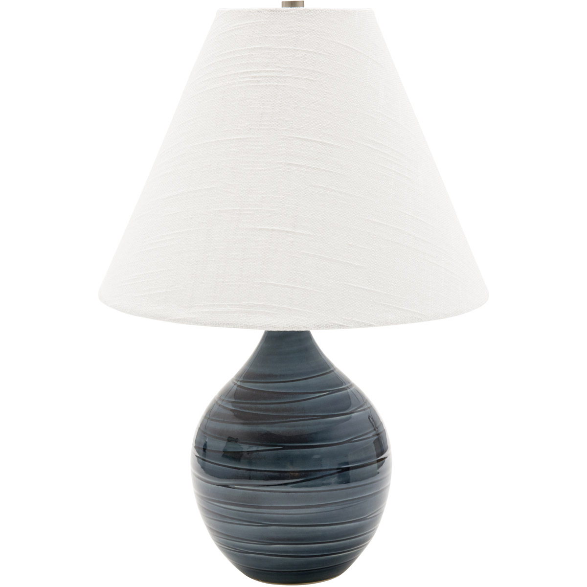 Scatchard 19 inch 100 watt Scored Blue Gloss Table Lamp Portable Light