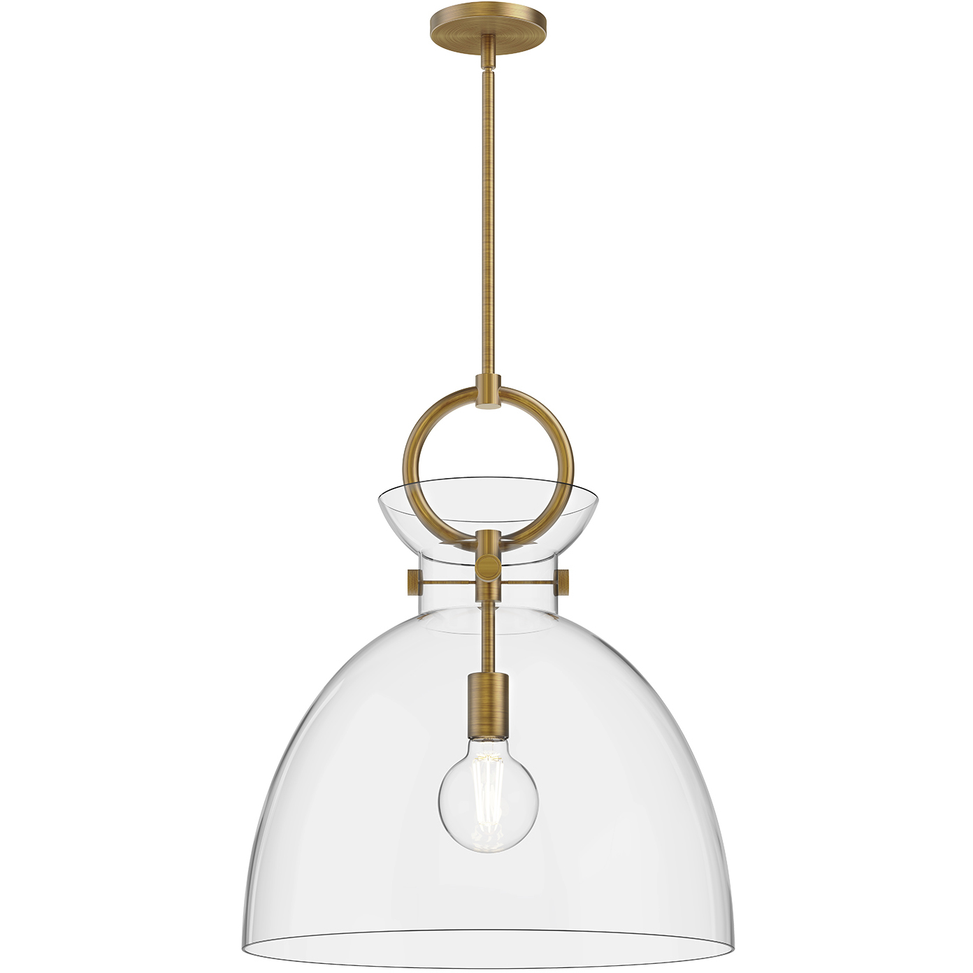 Alora Mood Waldo 1 Light 18 inch Aged Gold Pendant Ceiling Light in Clear Glass