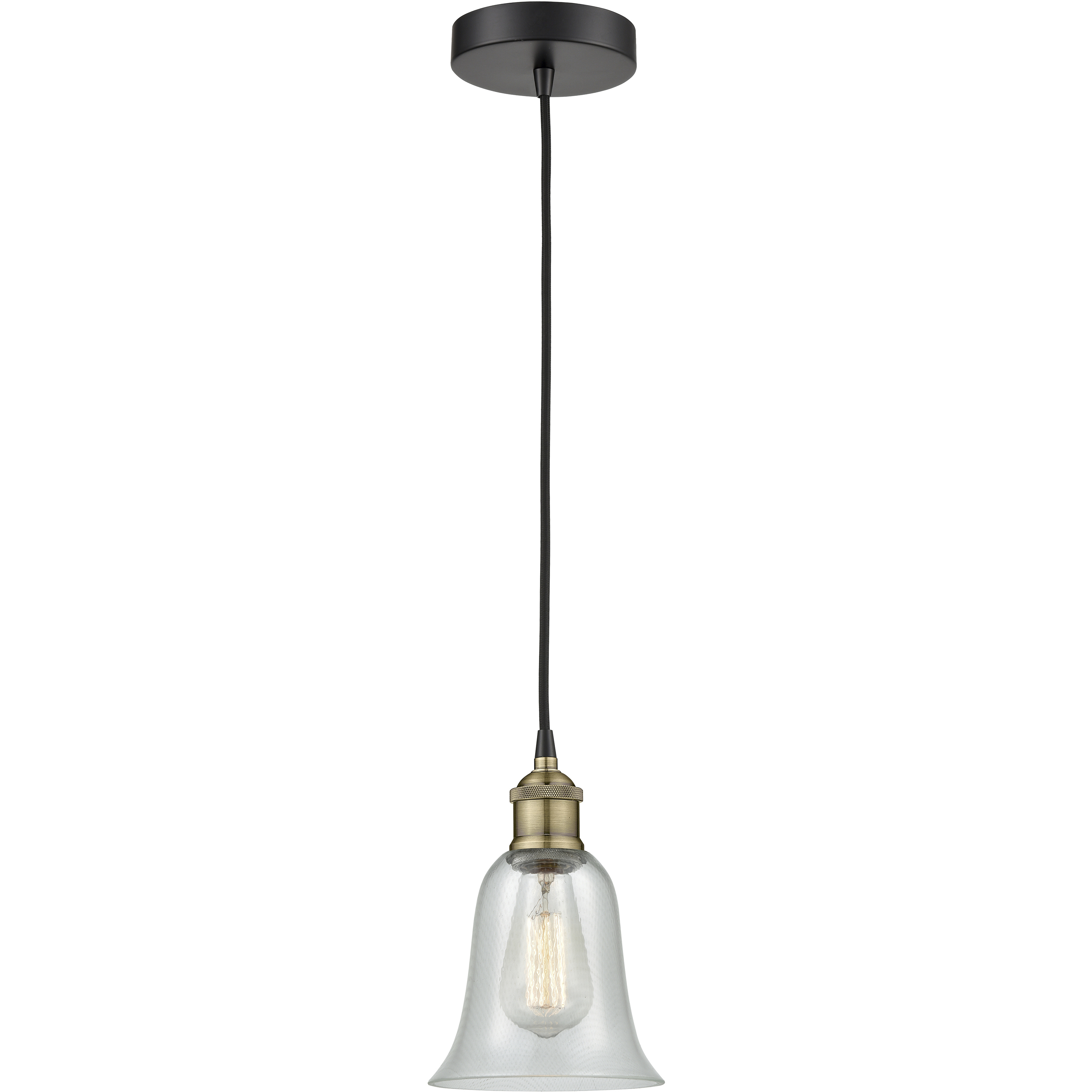 Hanover 1 Light 6.25 inch Black Antique Brass Mini Pendant Ceiling Light in Fishnet Glass