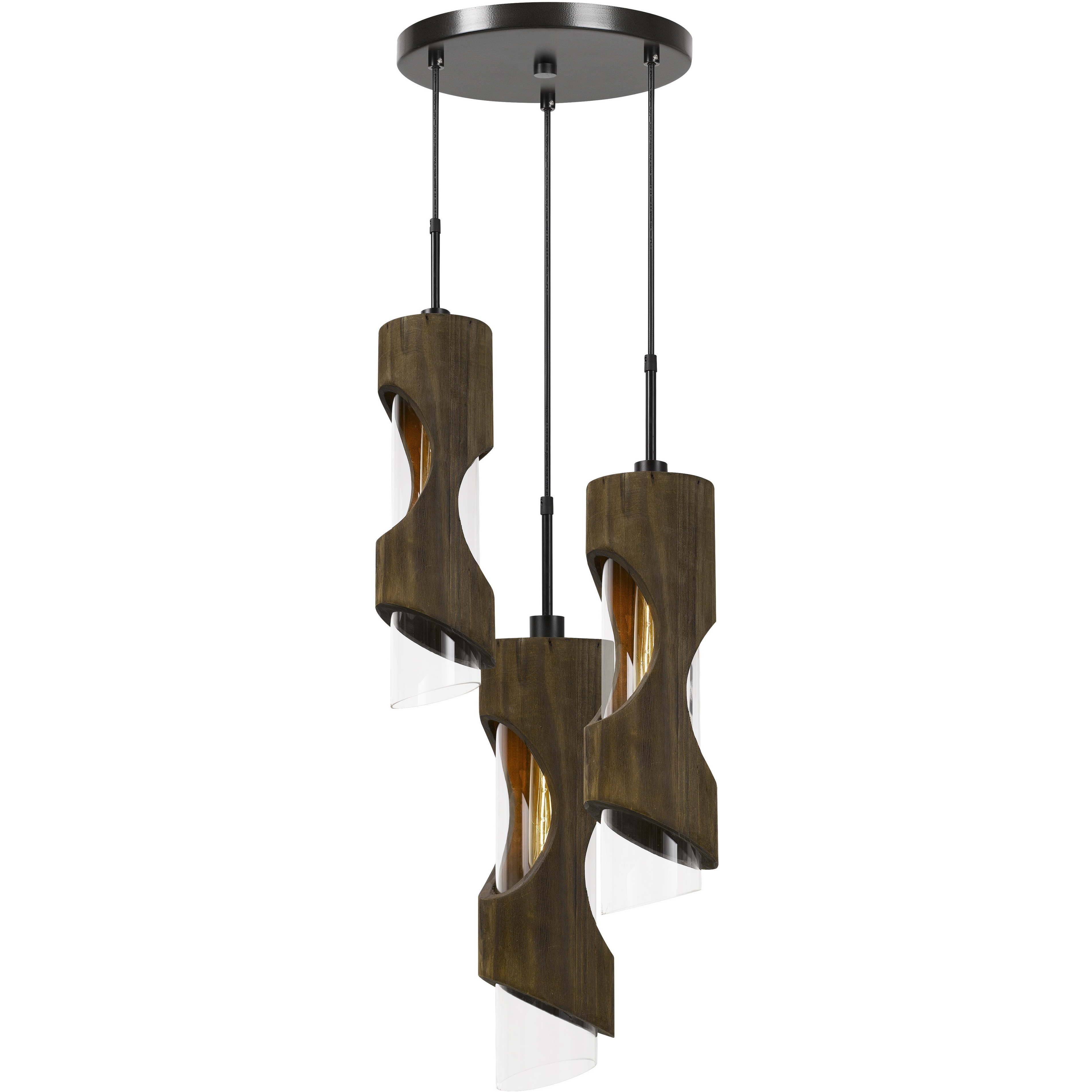 Zamora 3 Light 12.75 inch Smoky Wood Pendant Ceiling Light