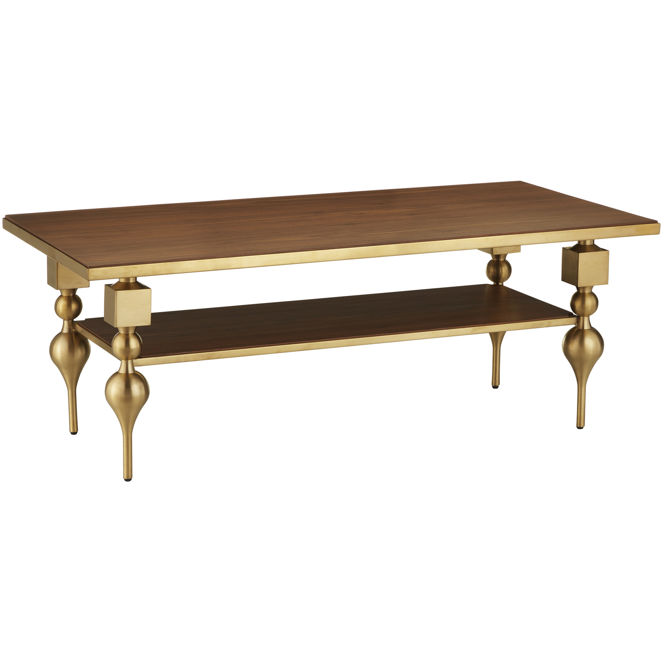 Maeve 52 X 19.5 inch Brushed Brass and Walnut Cocktail Table