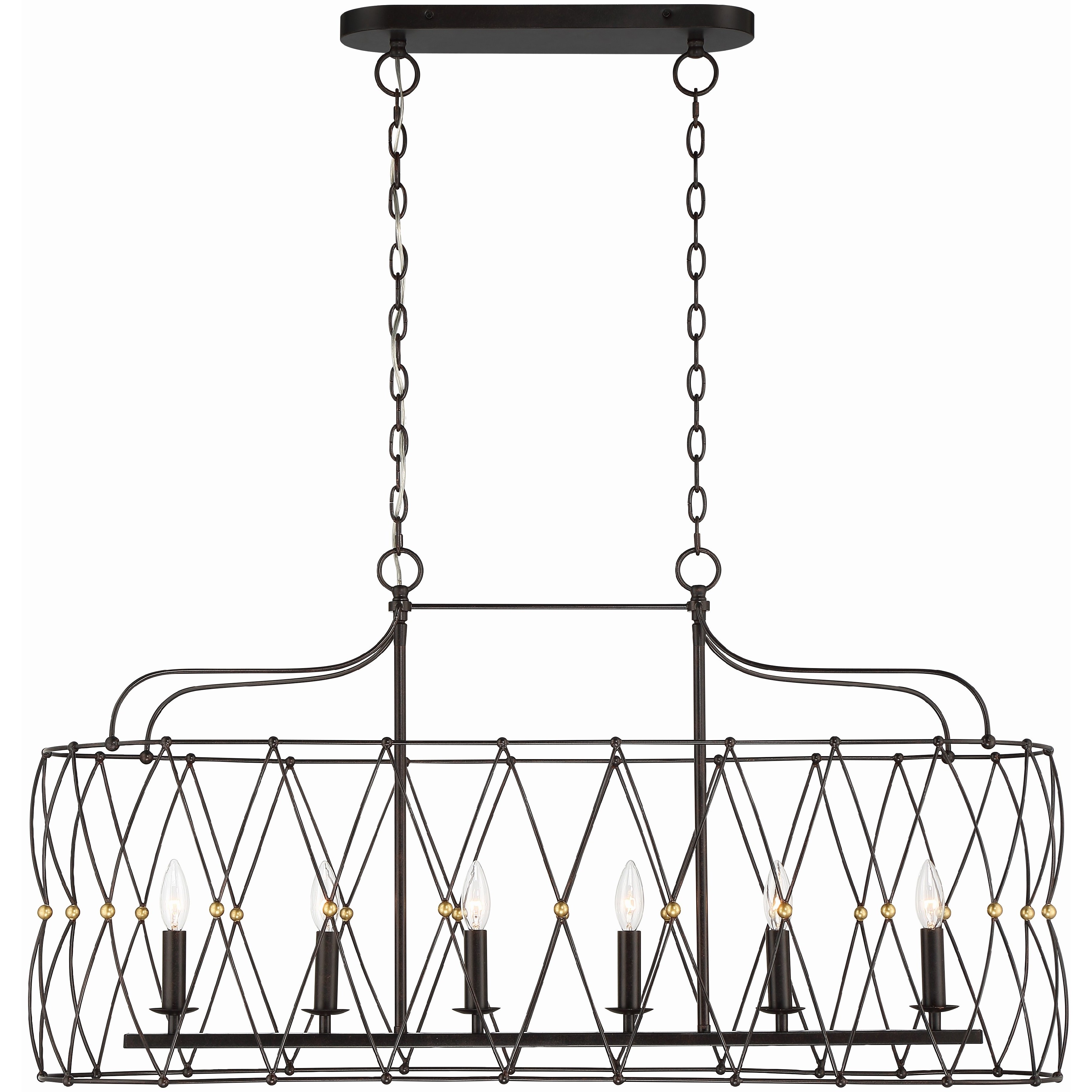 Zucca 6 Light 42.5 inch English Bronze and Antique Gold Linear Chandelier Ceiling Light