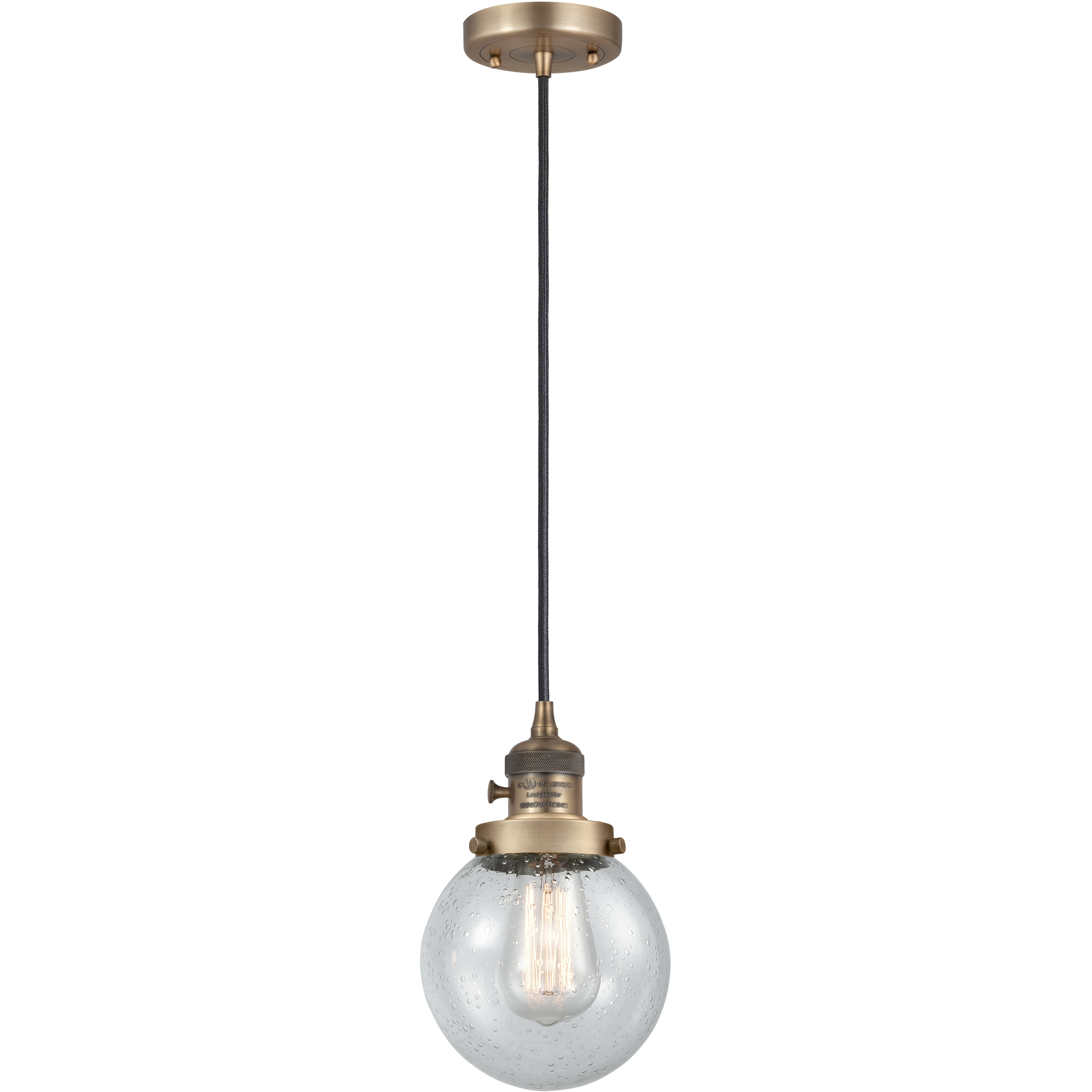 Franklin Restoration Beacon LED 6 inch Brushed Brass Mini Pendant Ceiling Light in Seedy