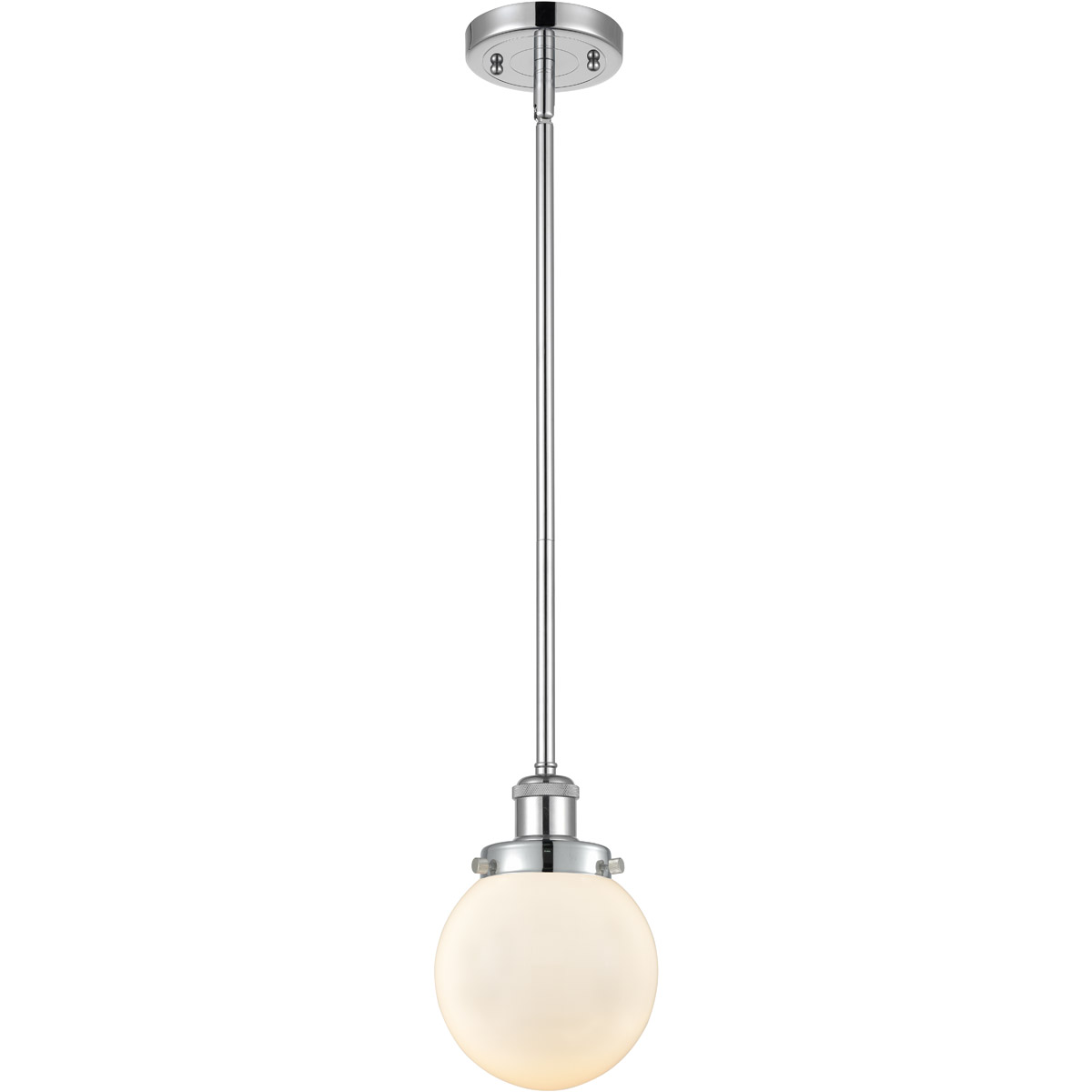 Ballston Beacon LED 6 inch Polished Chrome Pendant Ceiling Light in Matte White Glass, Ballston