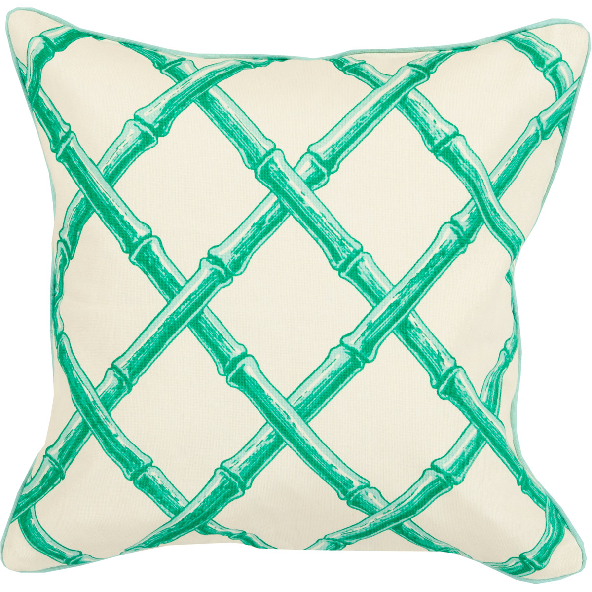 Bamboo Lattice 20 inch Aqua, White Pillow Kit