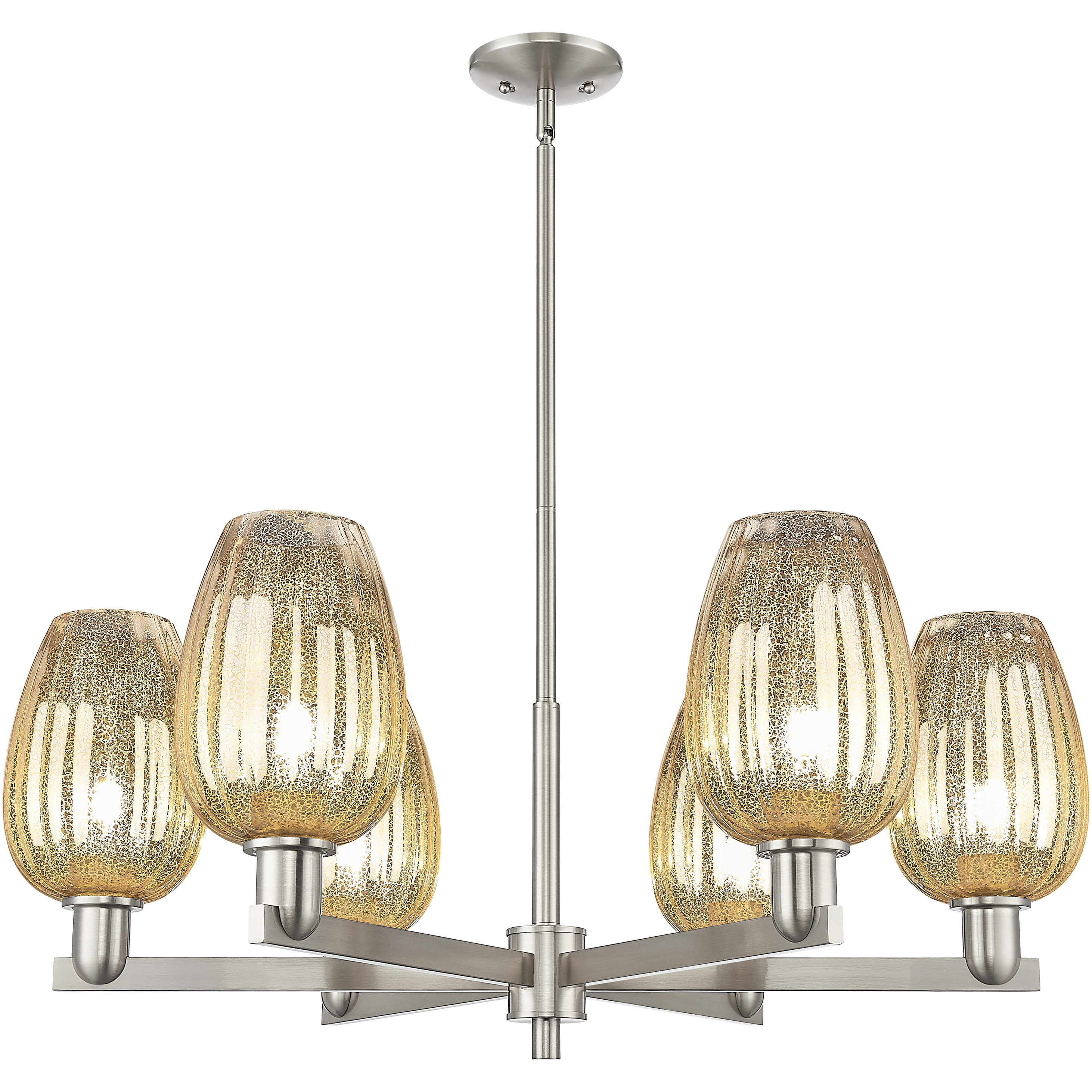 Preston 6 Light 23.88 inch Satin Nickel Chandelier Ceiling Light in Mercury Glass