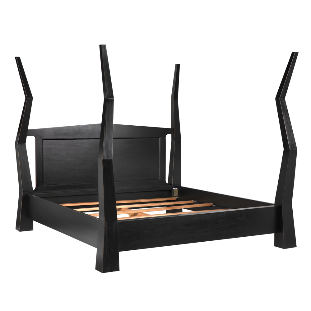 Patras Hand Rubbed Black Bed, Eastern King