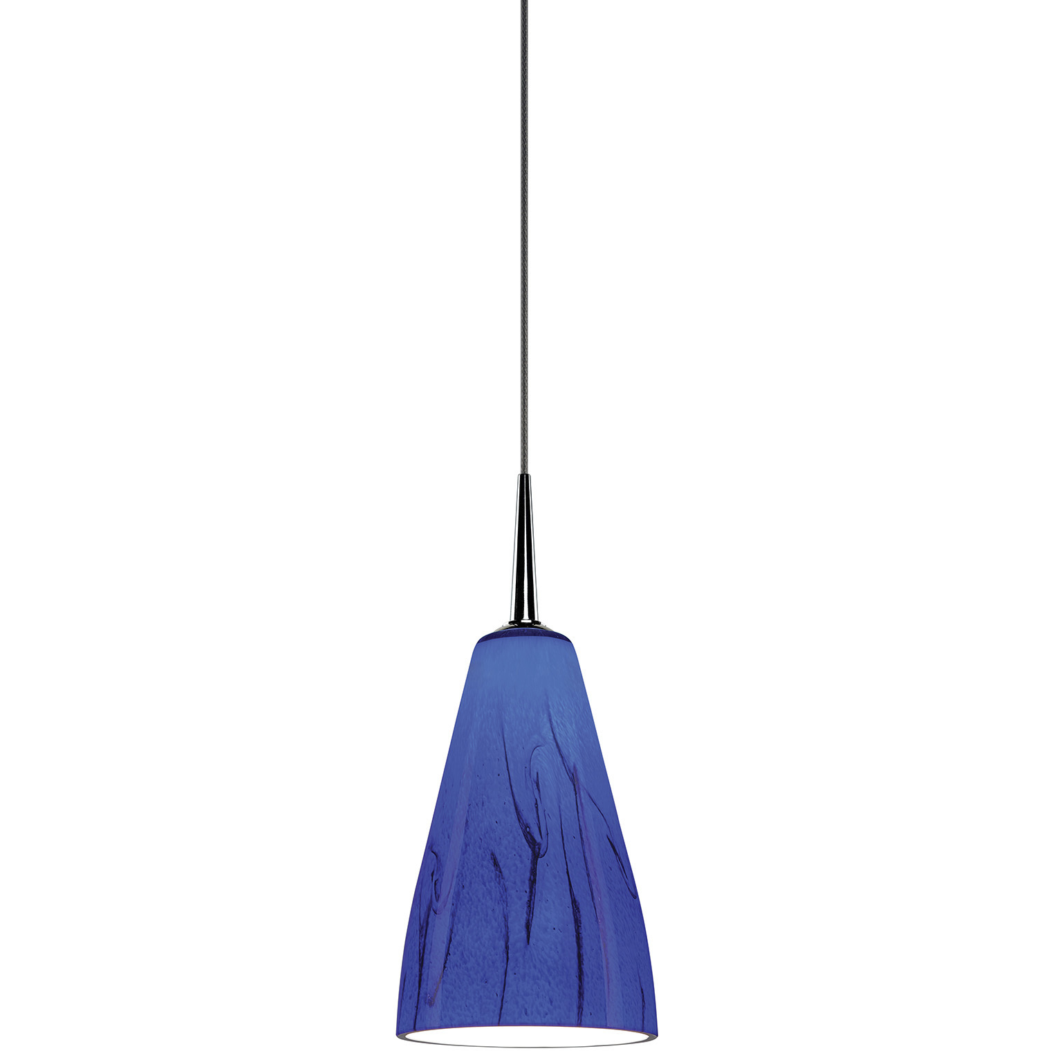 Zara 1 Light 3.9 inch Chrome Pendant Ceiling Light in Blue Glass