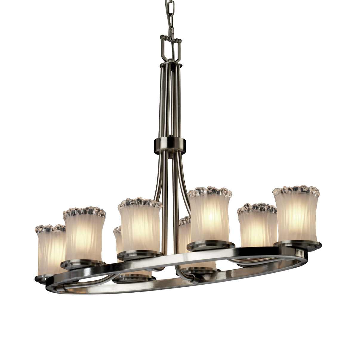 Veneto Luce 8 Light 16 inch Brushed Nickel Chandelier Ceiling Light in White Frosted (Veneto Luce), Incandescent