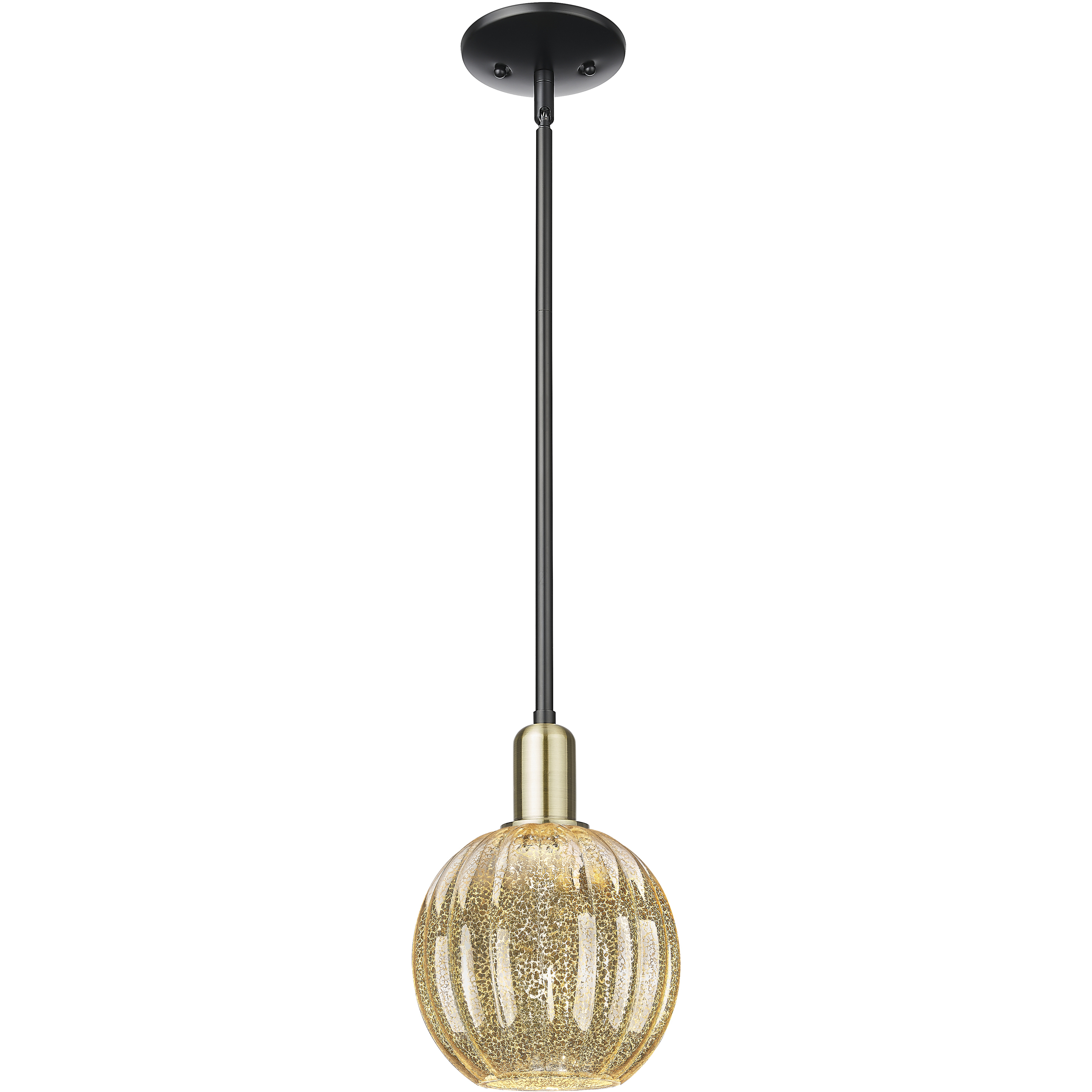 Preston 1 Light 7 inch Black Antique Brass Mini Pendant Ceiling Light in Mercury Glass