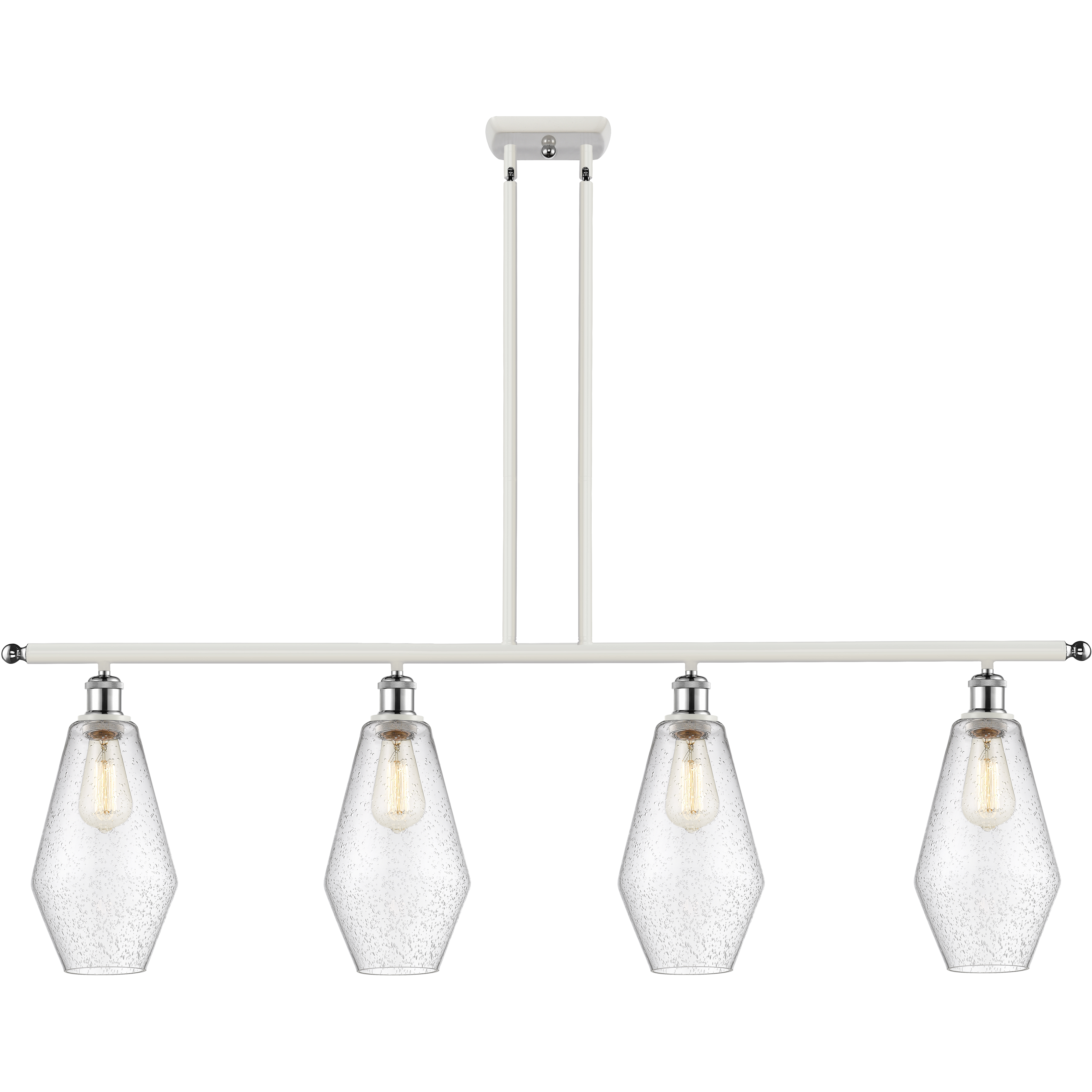 Ballston Cindyrella LED 48 inch White and Polished Chrome Island Light Ceiling Light in Seedy Glass