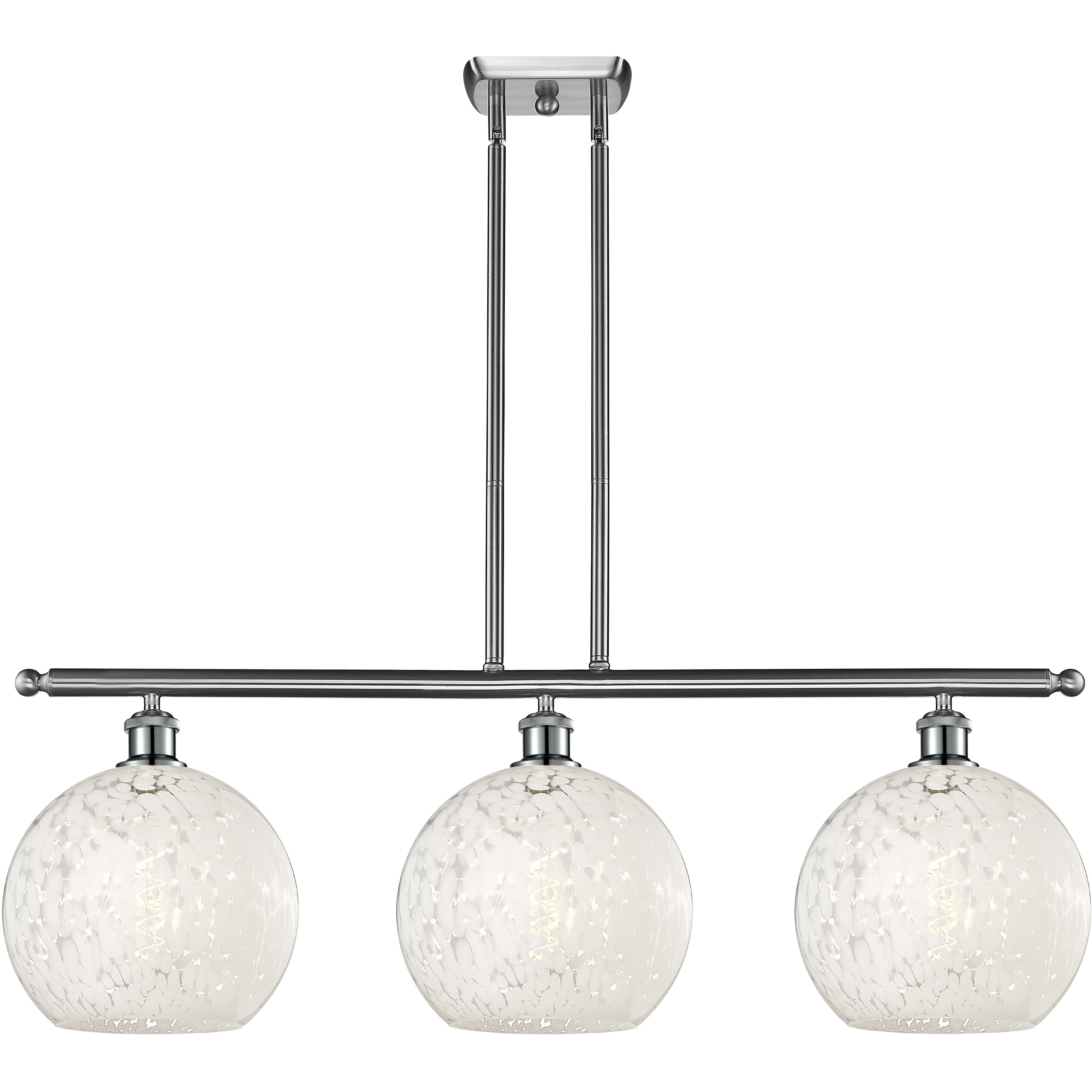 Ballston White Mouchette 3 Light 36.5 inch Brushed Satin Nickel Stem Hung Island Light Ceiling Light