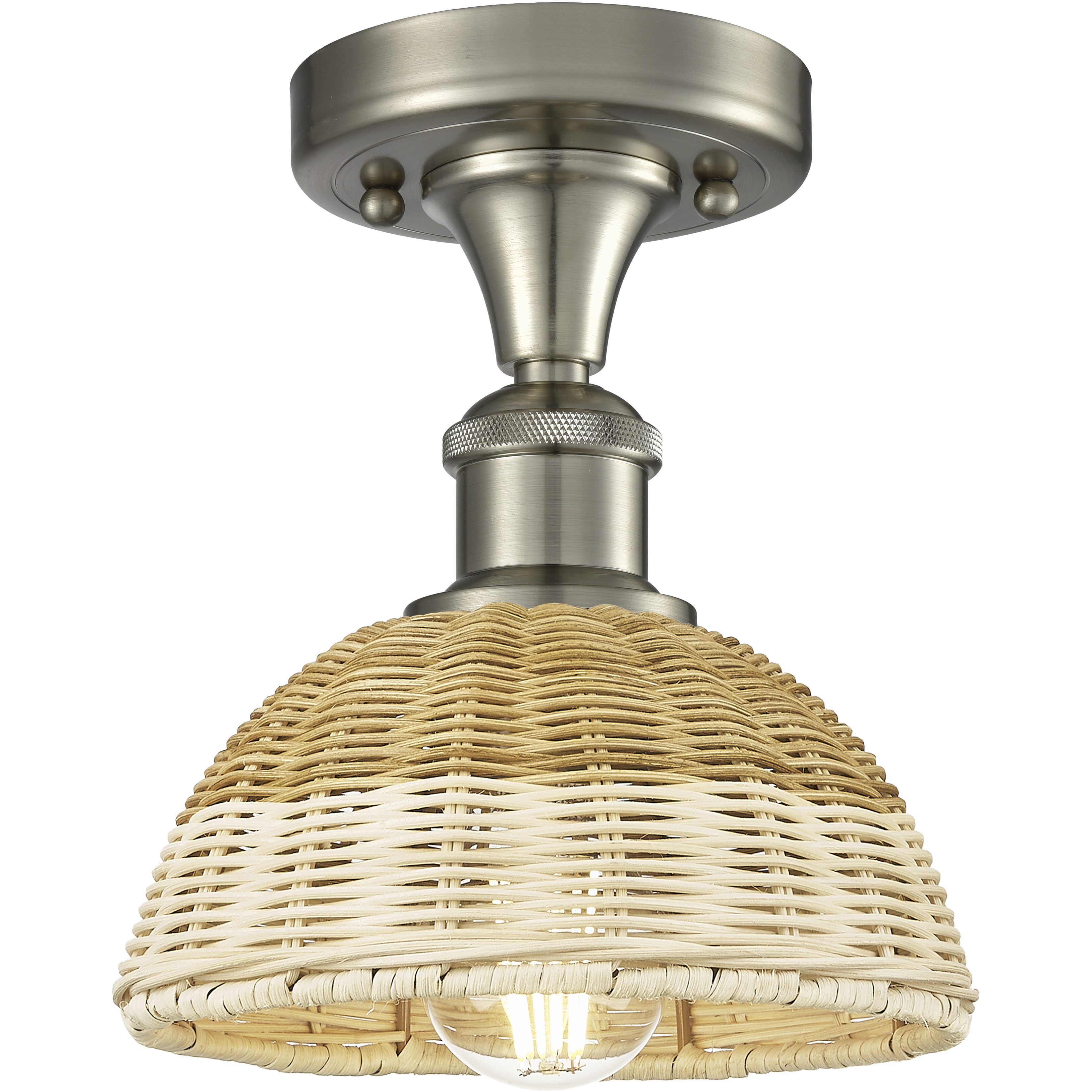 Ballston Bristol Natural II 1 Light 7.5 inch Brushed Satin Nickel Semi-Flush Mount Ceiling Light