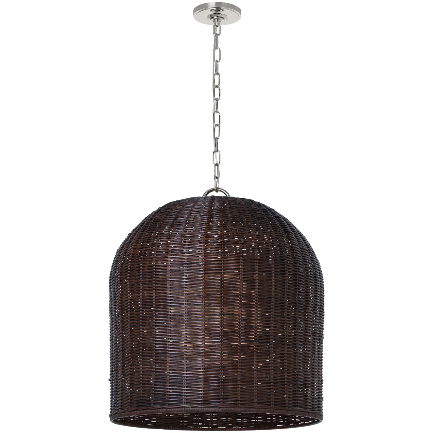 Marie Flanigan Nancy LED 25.25 inch Polished Nickel Woven Hanging Shade Ceiling Light in Espresso Wicker