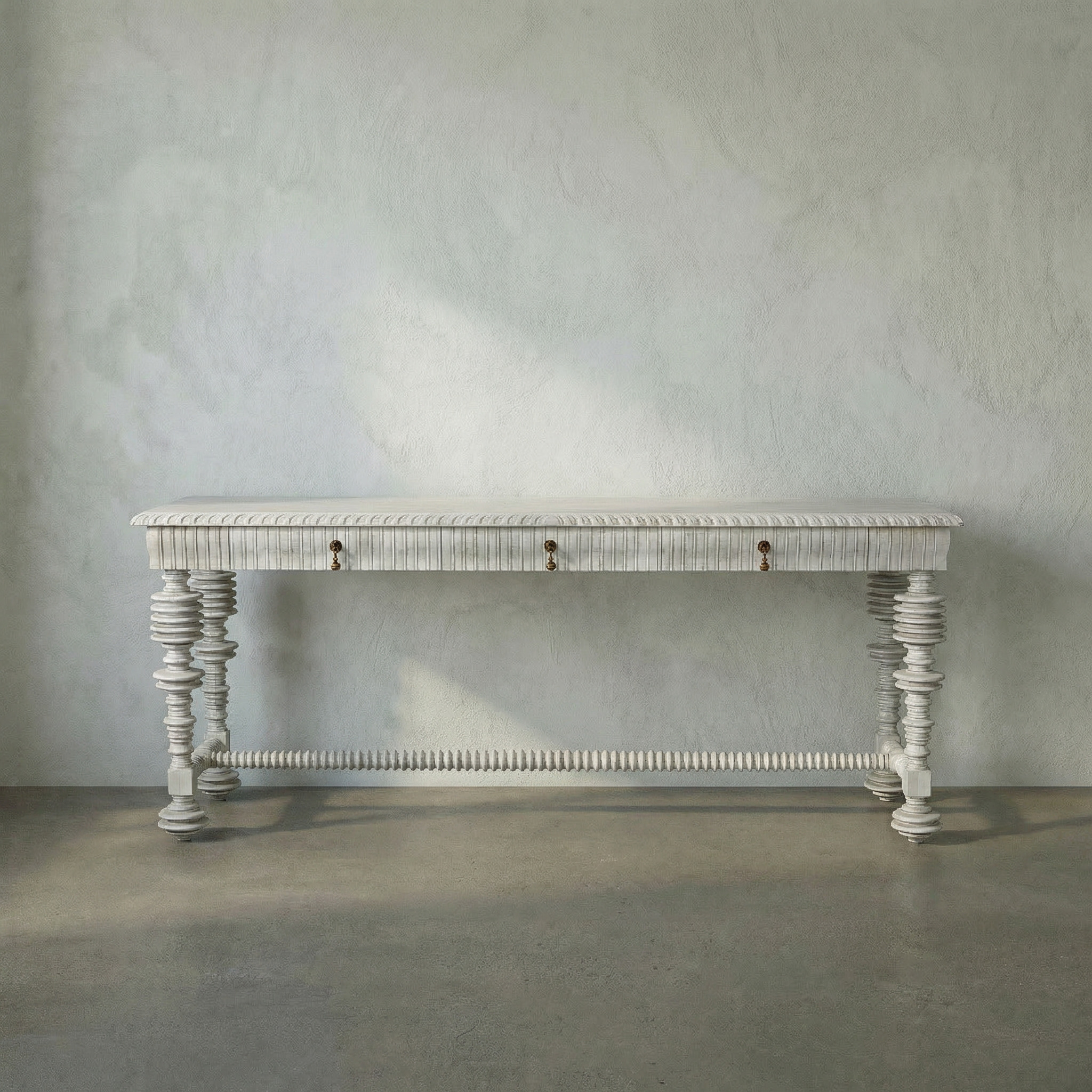 Portuguese 72.5 X 20.5 inch White Wash Console