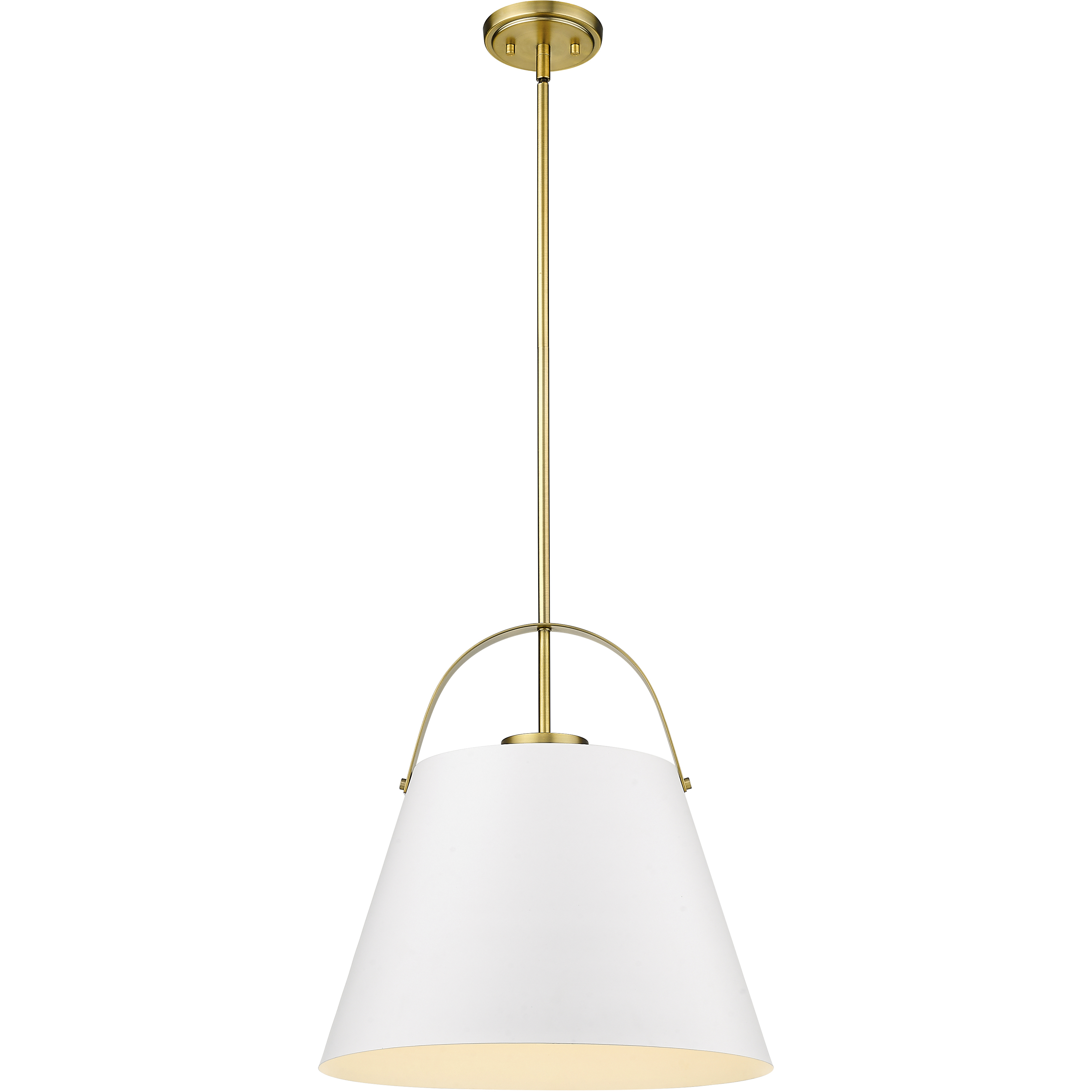 Z-Studio 1 Light 18 inch Matte White and Heritage Brass Pendant Ceiling Light