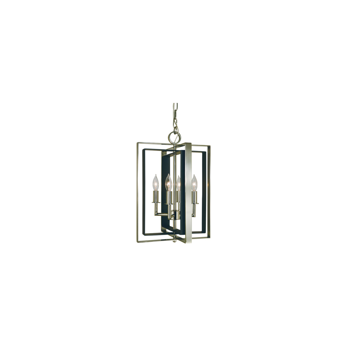 Symmetry 4 Light 12 inch Polished Nickel with Matte Black Mini Chandelier Ceiling Light in Polished Nickel/Matte Black