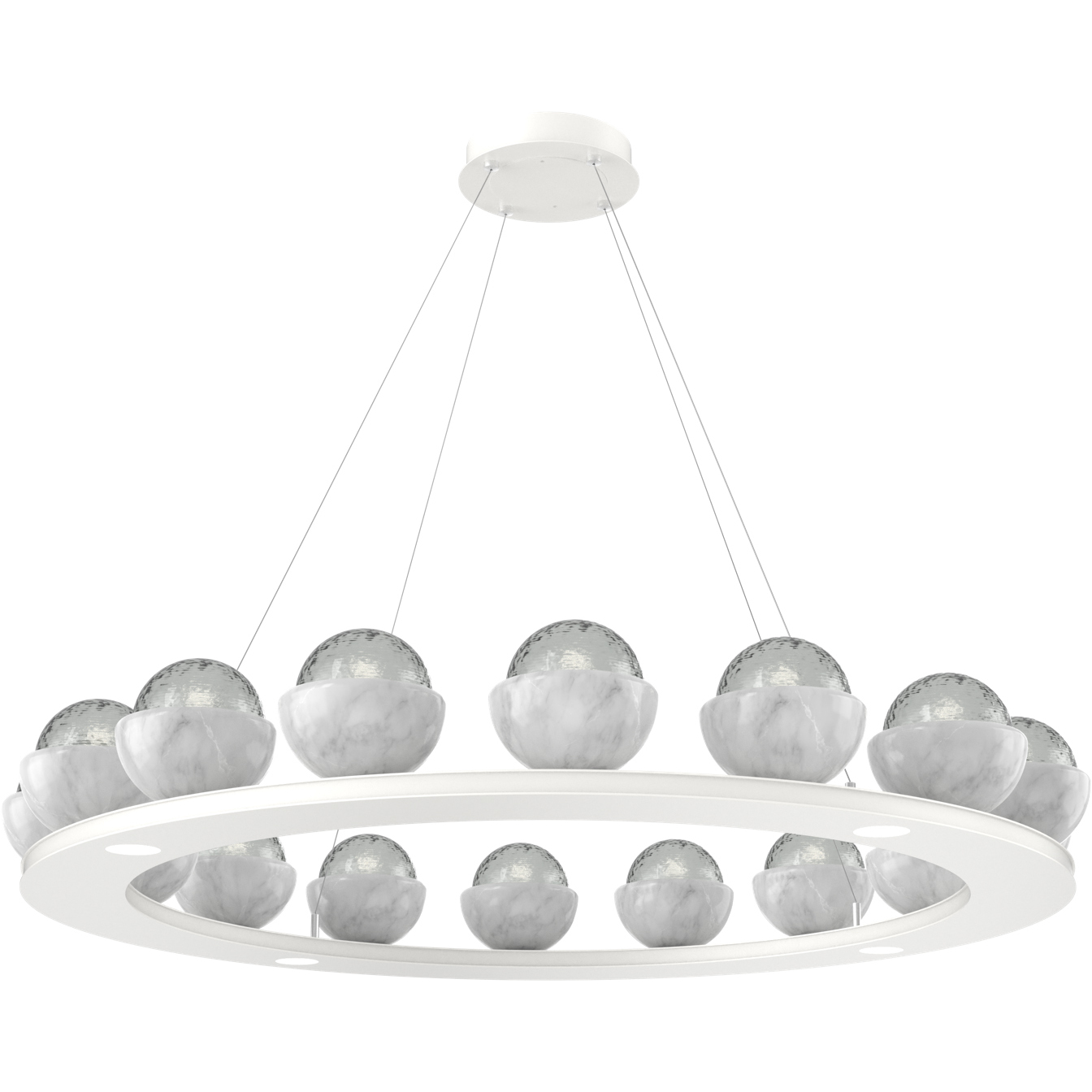 Cabochon LED 46.8 inch Salt White with White Marble Chandelier Ceiling Light in 3000K LED, Smoke, Large