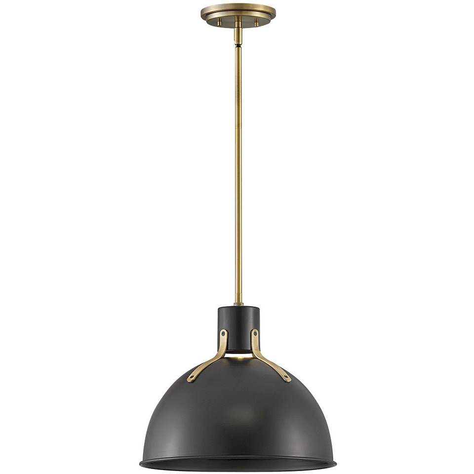 Argo LED 14 inch Satin Black with Lacquered Brass Indoor Pendant Ceiling Light