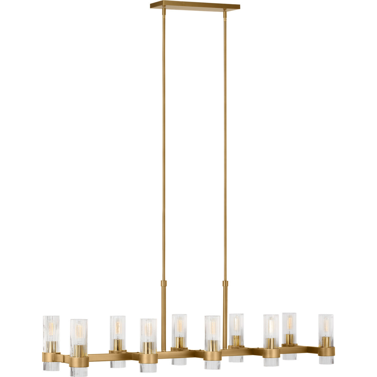 C&M by Chapman & Myers Geneva 10 Light 50 inch Burnished Brass Linear Chandelier Ceiling Light
