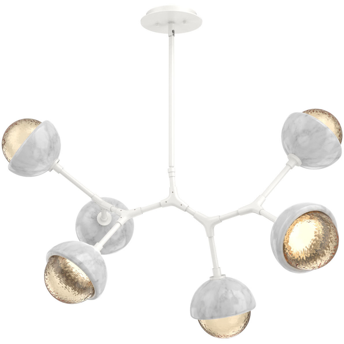 Cabochon LED 30.9 inch Salt White with White Marble Pendant Ceiling Light in 3000K LED, Amber, Modern Branch