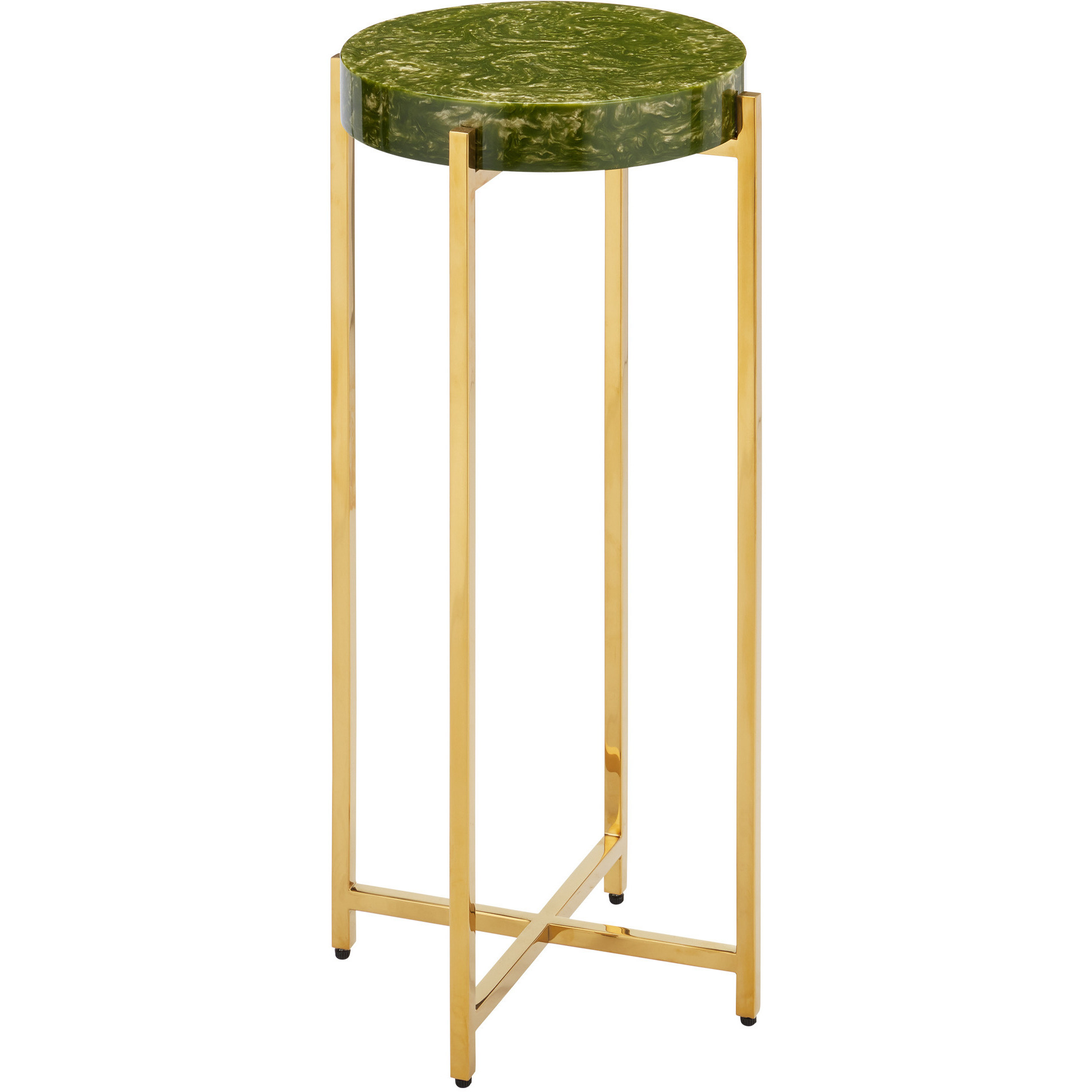 Rina 11 inch Green and Brass Drinks Table