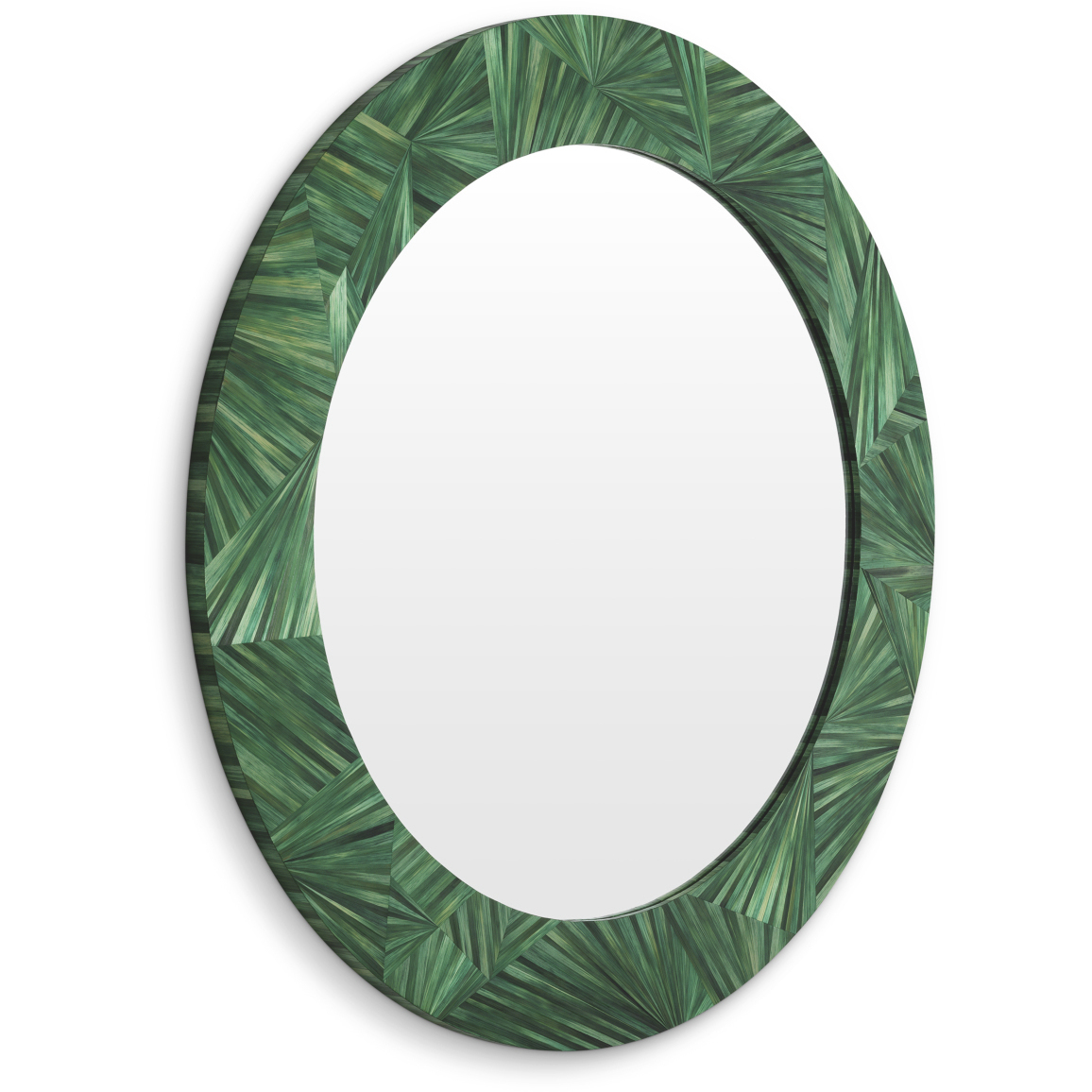 Cassara Straw Marquetry Green Wall Mirror
