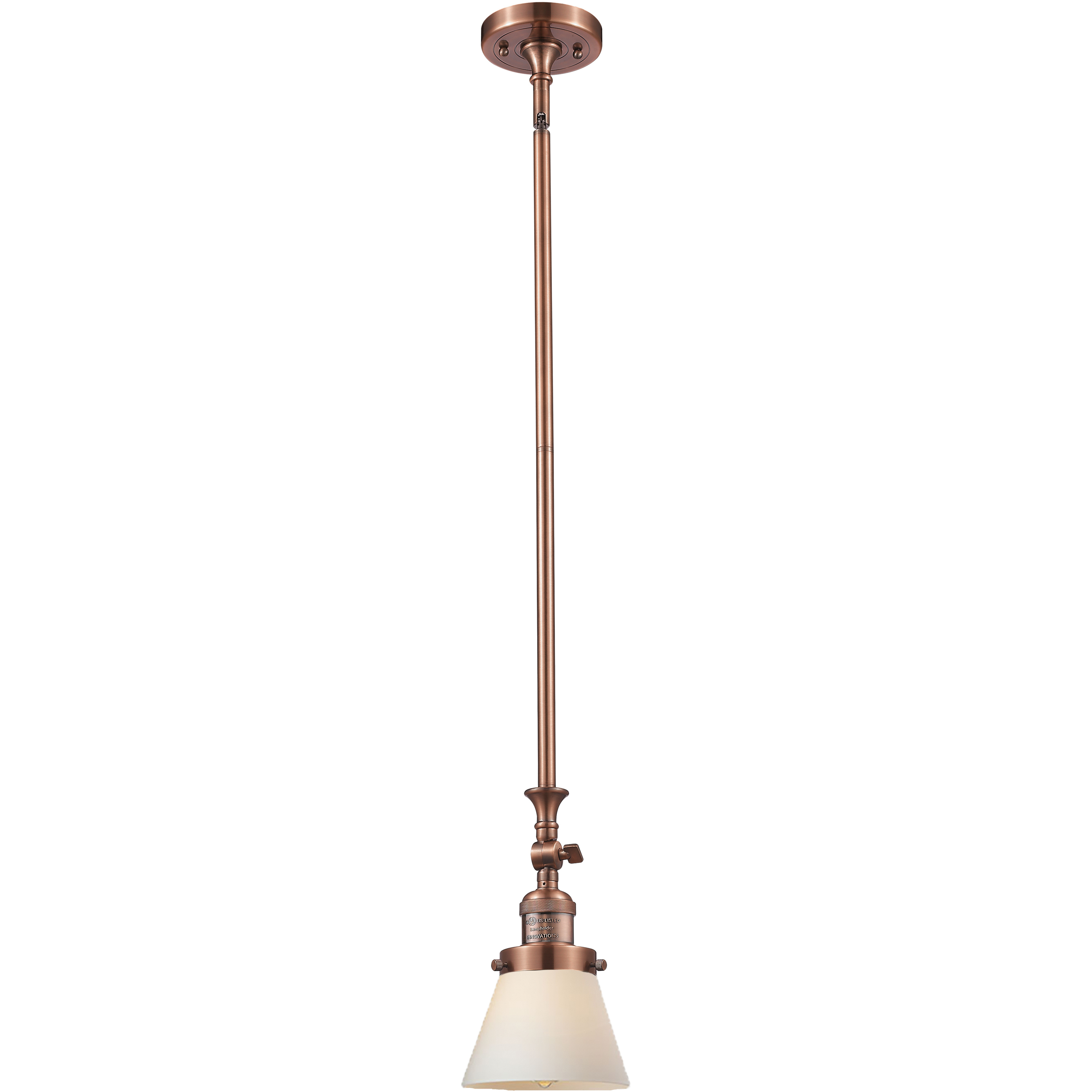 Franklin Restoration Cone 1 Light 6 inch Antique Copper Mini Pendant Ceiling Light in Incandescent, Matte White, Franklin Restoration