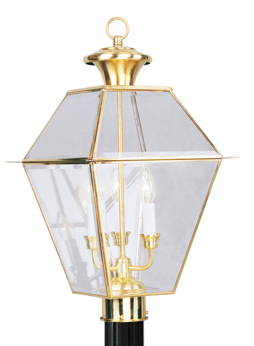 Westover 3 Light 21.5 inch Polished Brass Outdoor Post Top Lantern